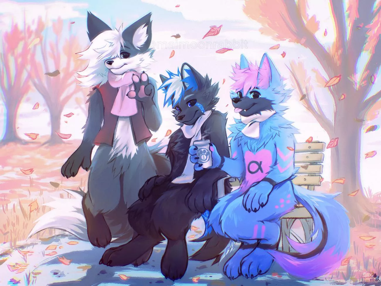 Our days together in the fall~ (OC art @maimoonrabbit)