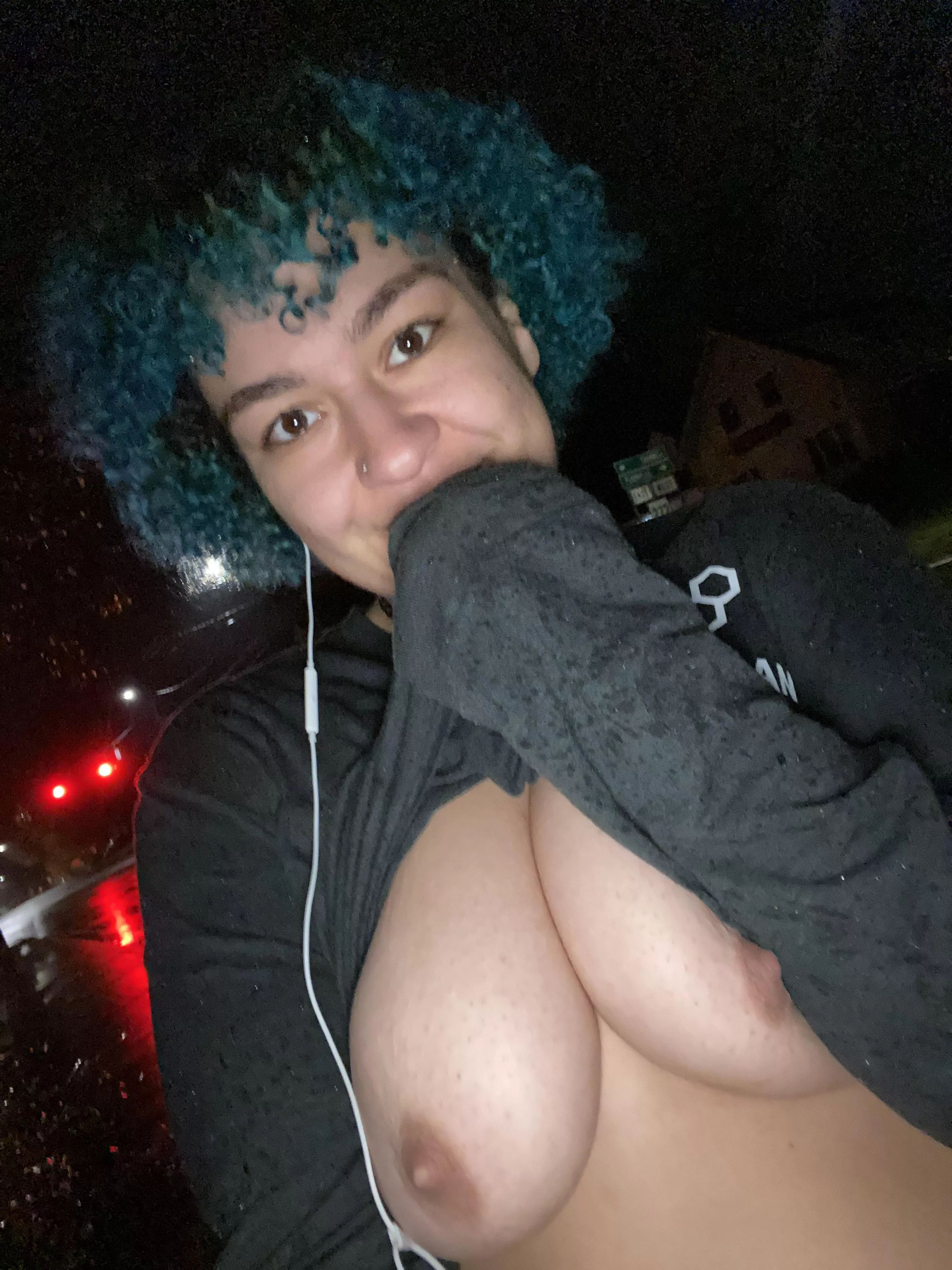 outside at night and taking titty pics..what else can i get into 😇