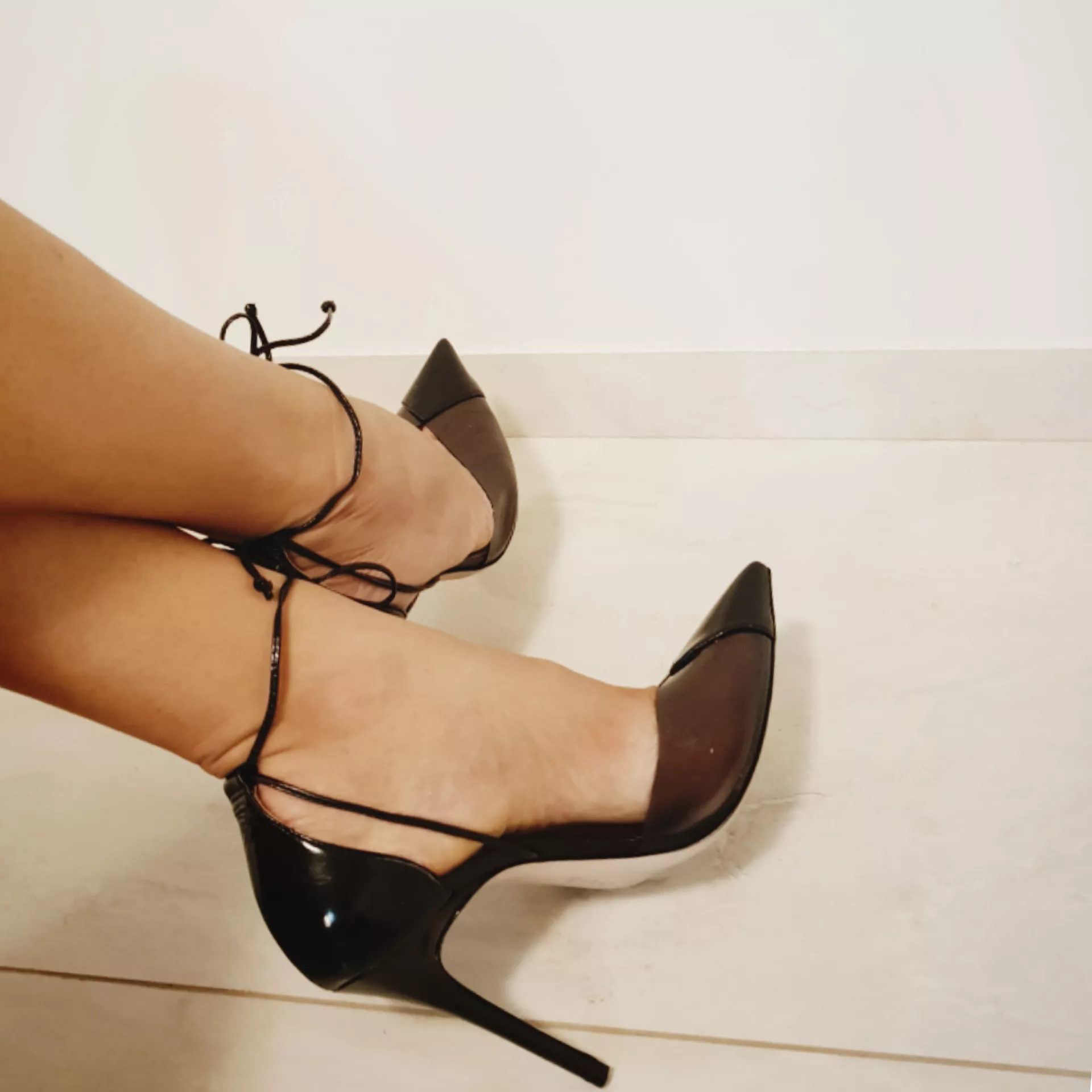 Patent leather + sheer vinyl stilettos