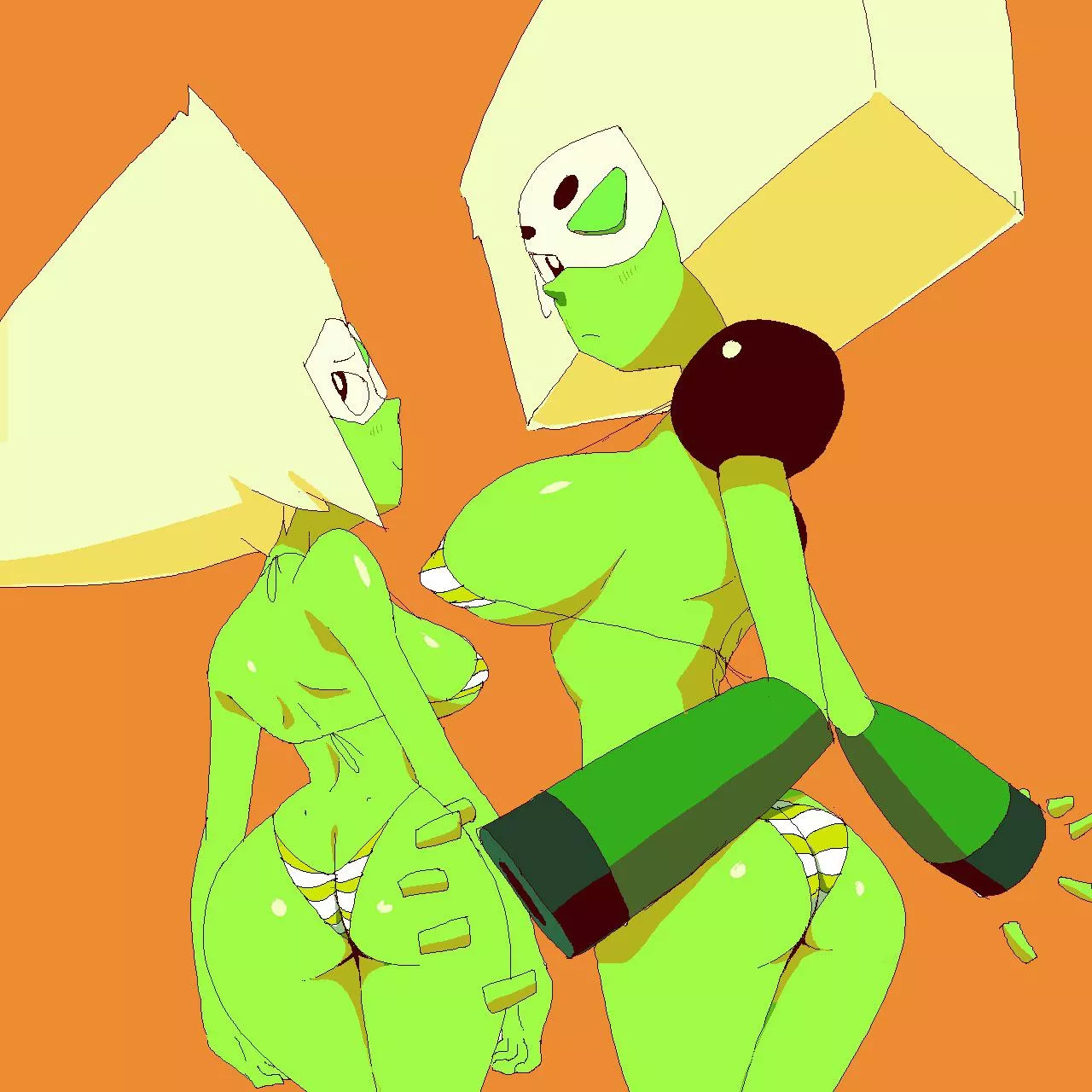 Peridot and Squaridot in bikinis (art by yev_san)