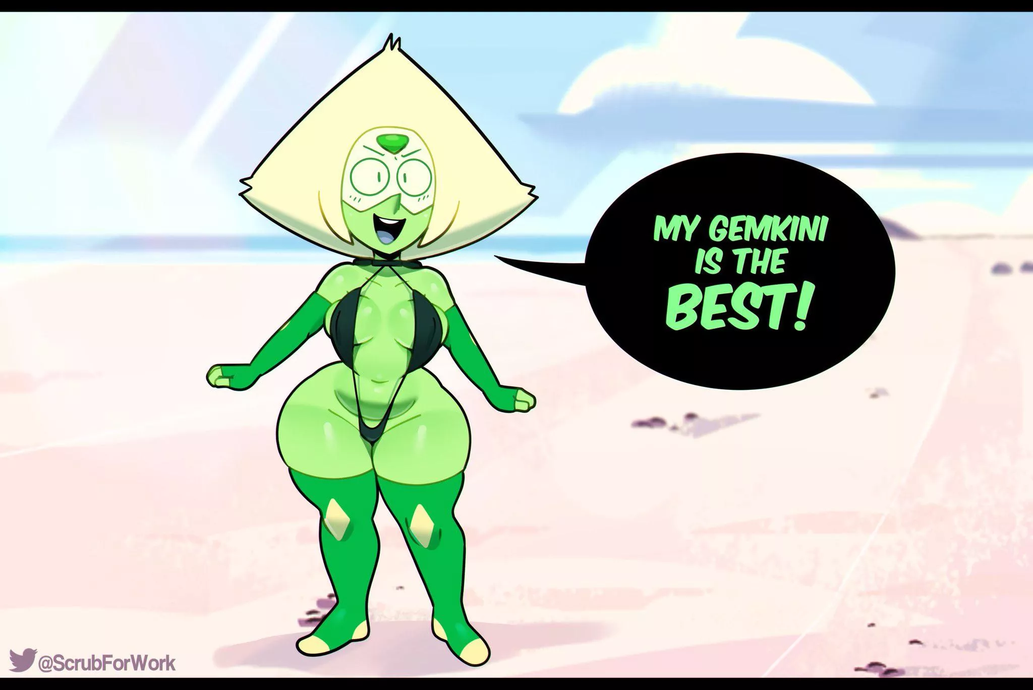 Peridot’s gemkini is the best! (Art by ScrubForWork)