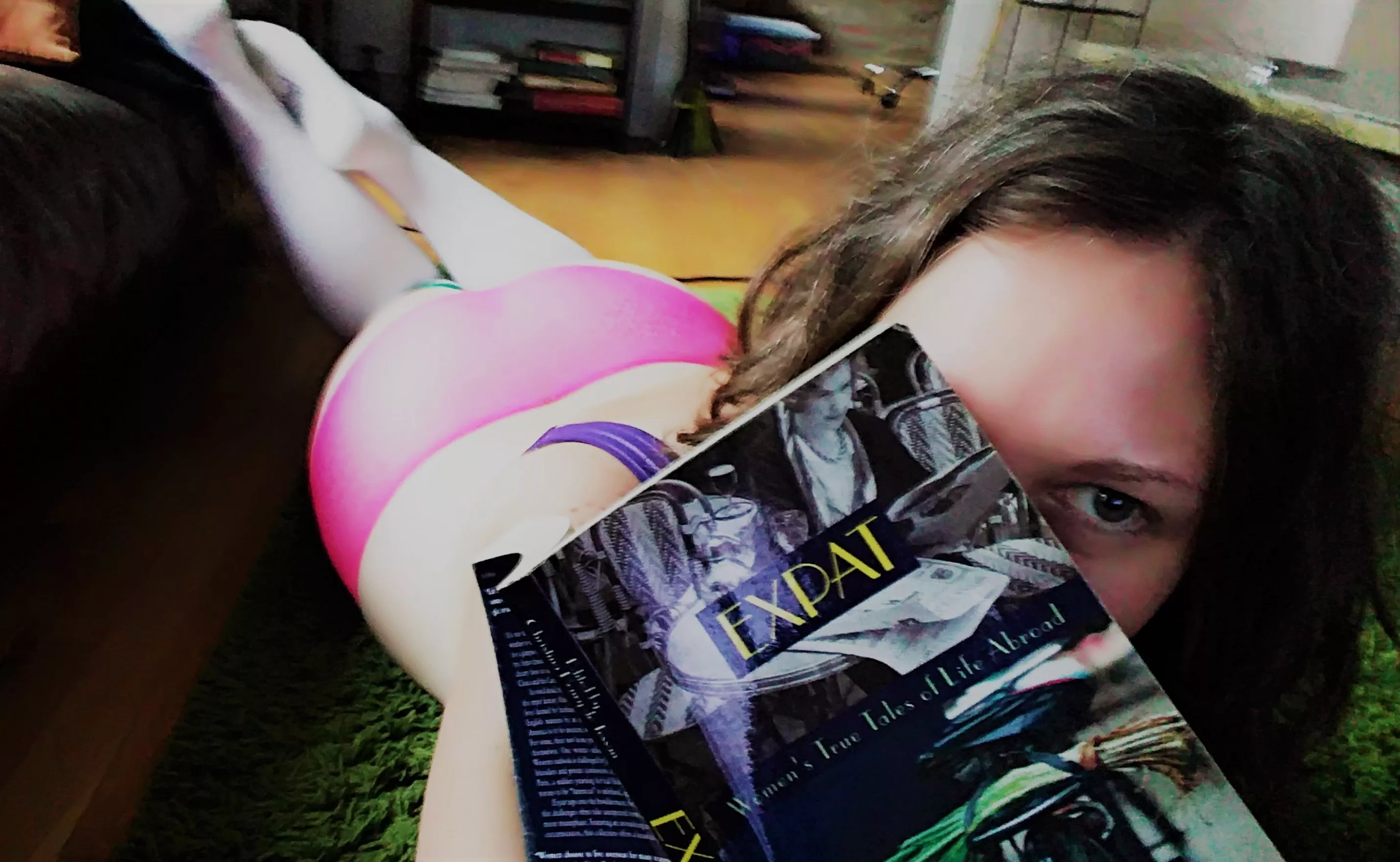 [PIC] Cozy afternoon reading in my undies. These are some of the best travel essays I've read lately! [F] 36 y/o. <x-post>