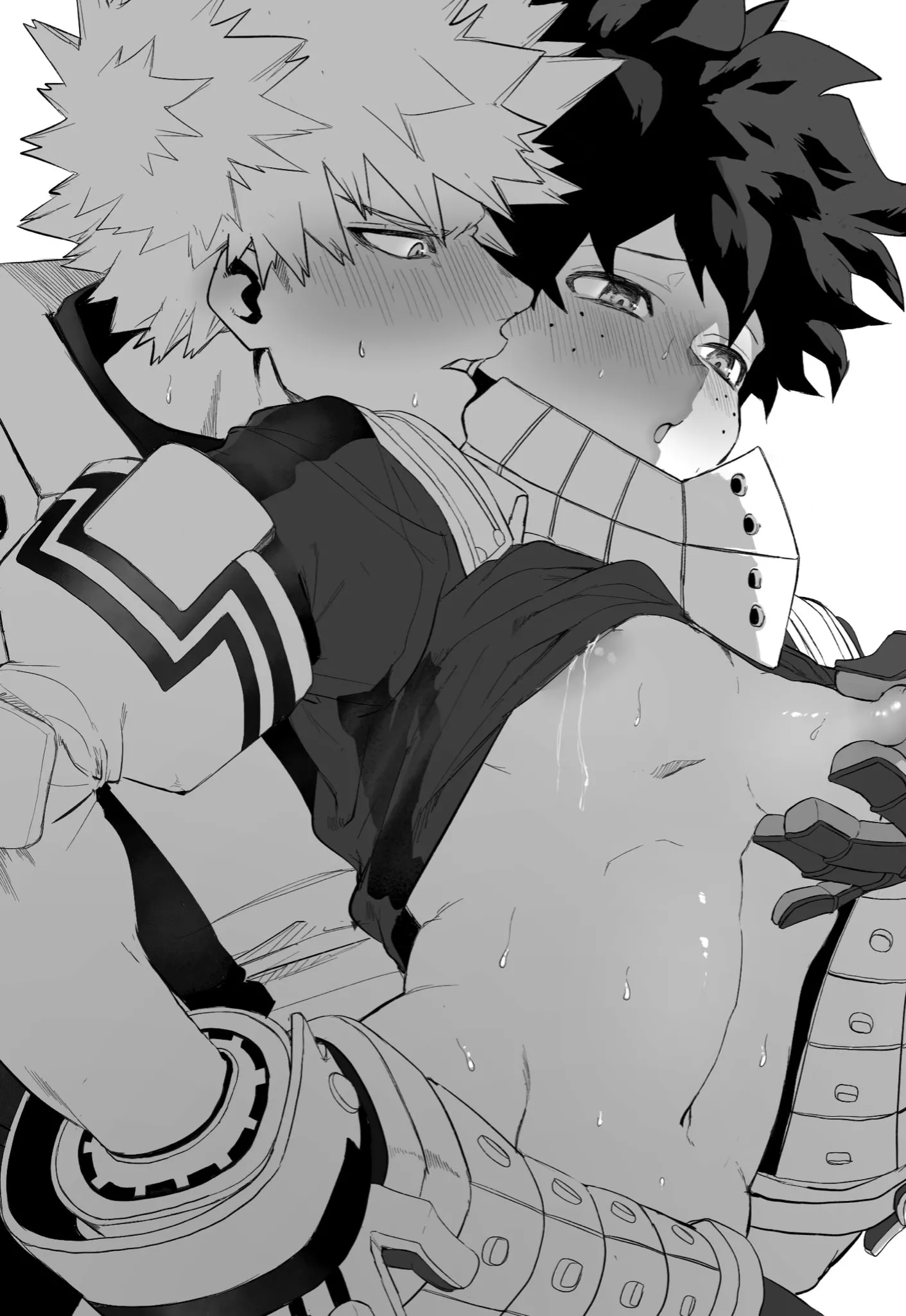 Pinching Deku's nipples (My Hero Academia)