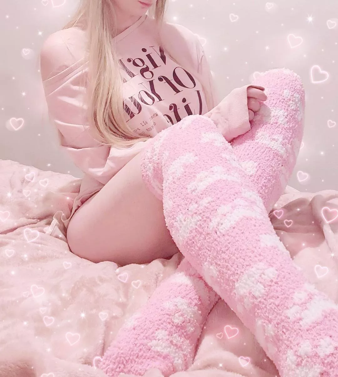 Pink pyjama day! ðŸ’— Do you like my fluffy socks?