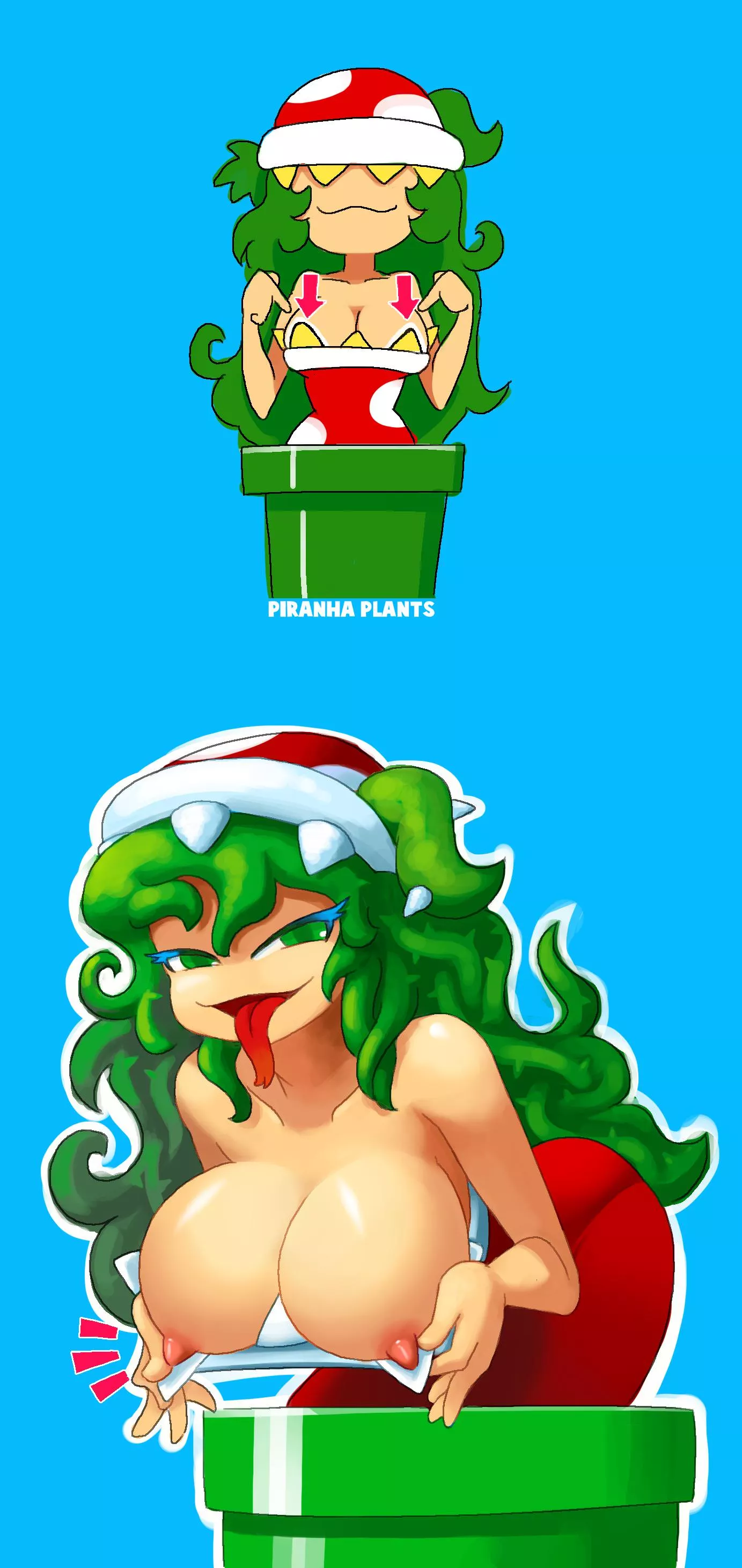 Piranha Plant Gal popping out her pipe and her top