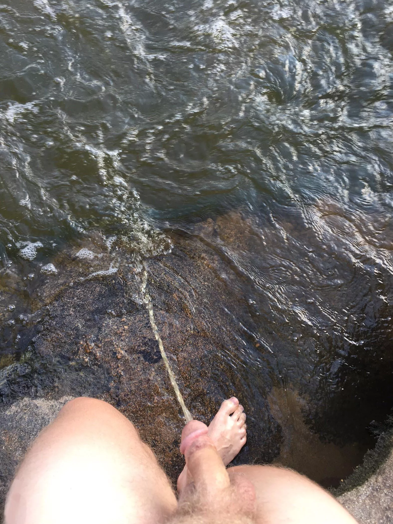 Pissing at the river earlier