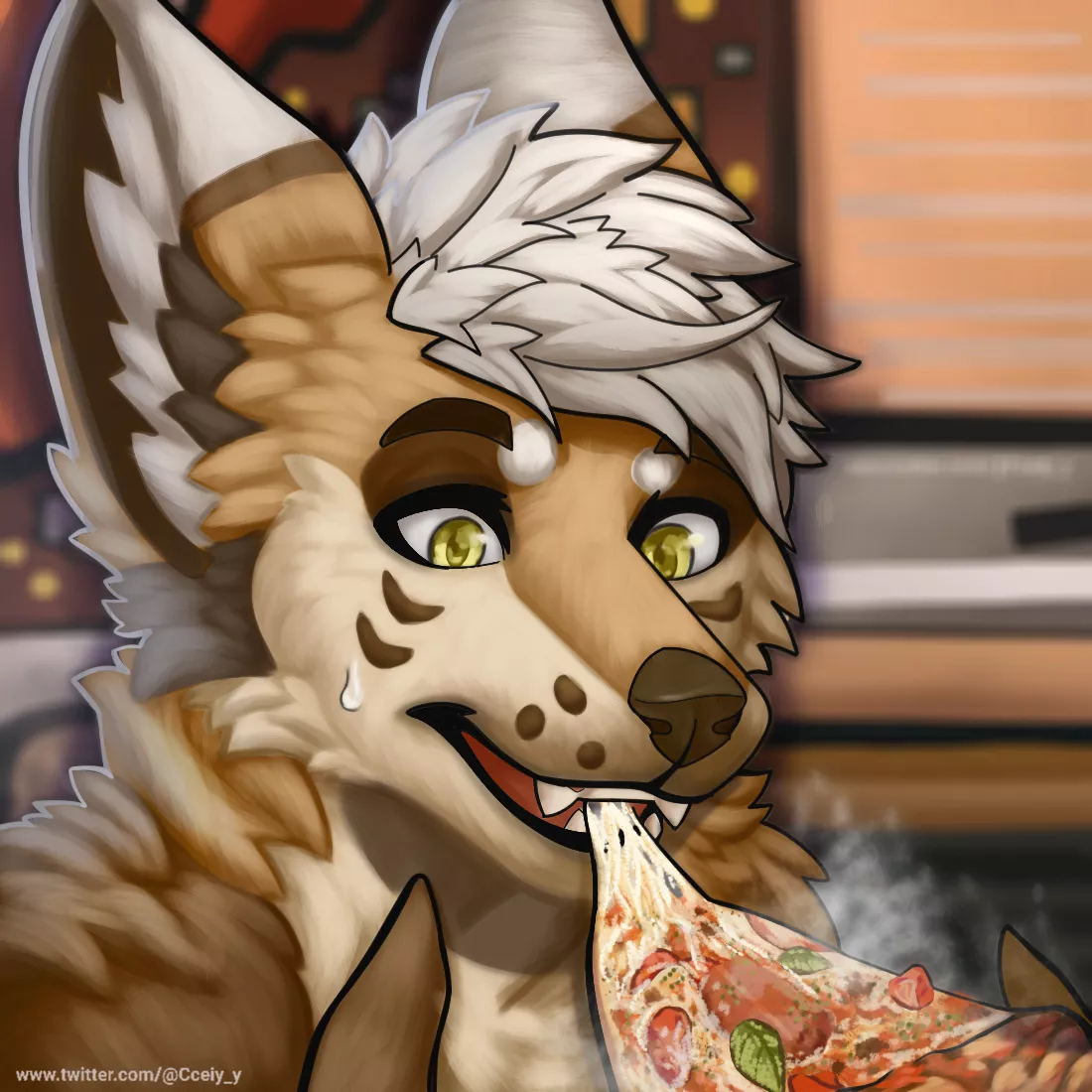 Pizza time 🍕🍃 - New artwork comission - art by me on Twitter(@Cceiy_y)