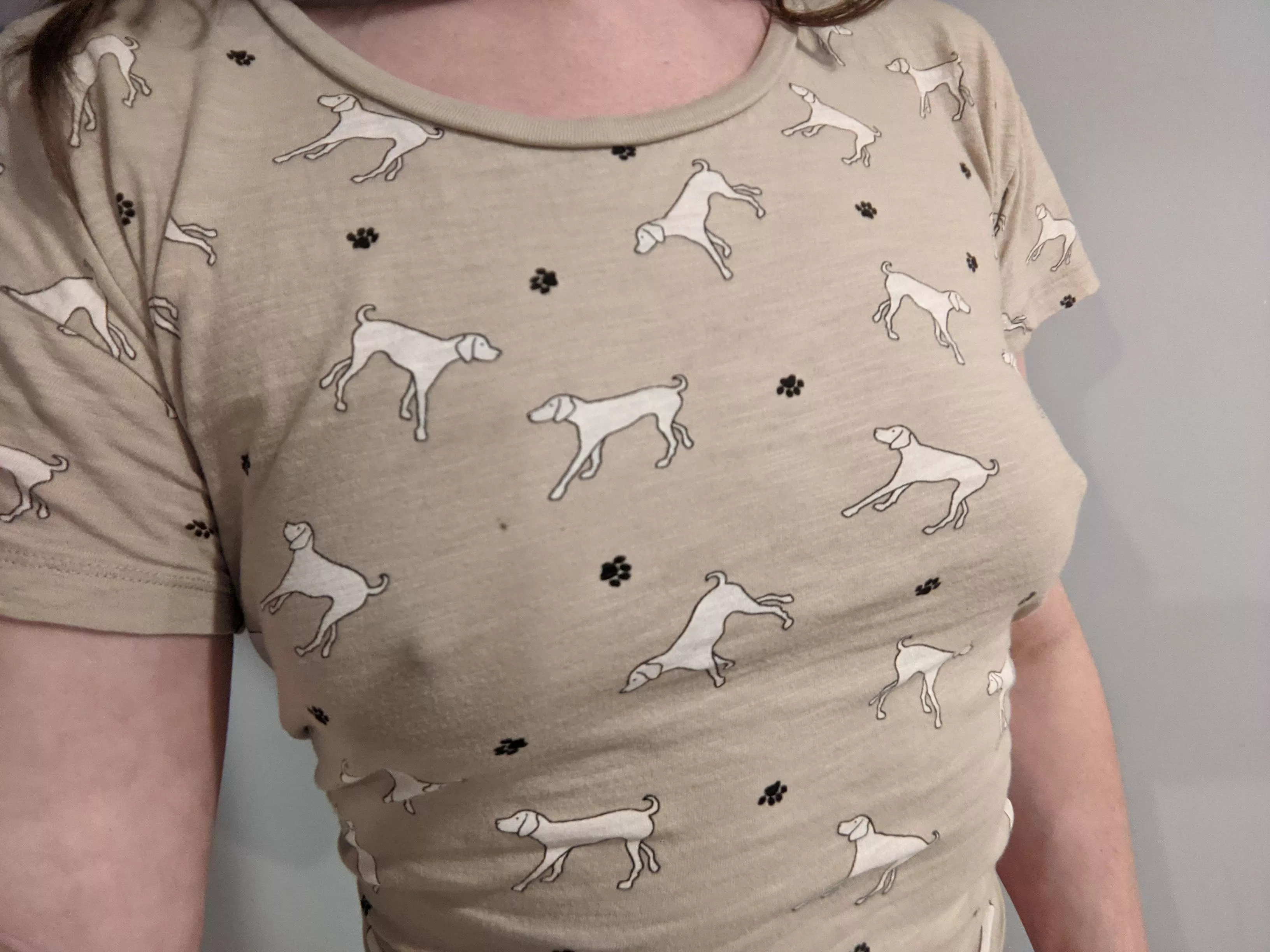 Poking through my dog shirt