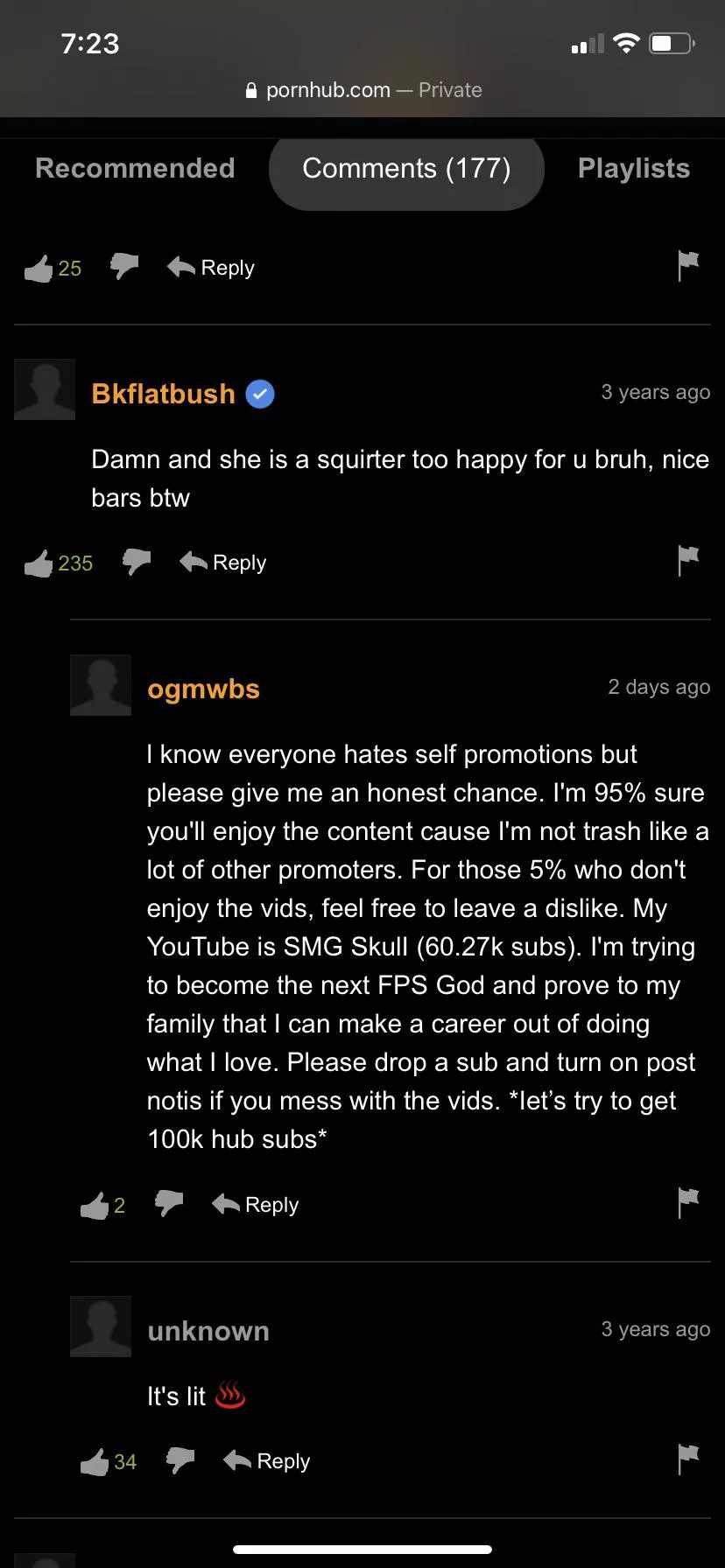 pornhub comment section is the best way to advertise youâ€™re channel