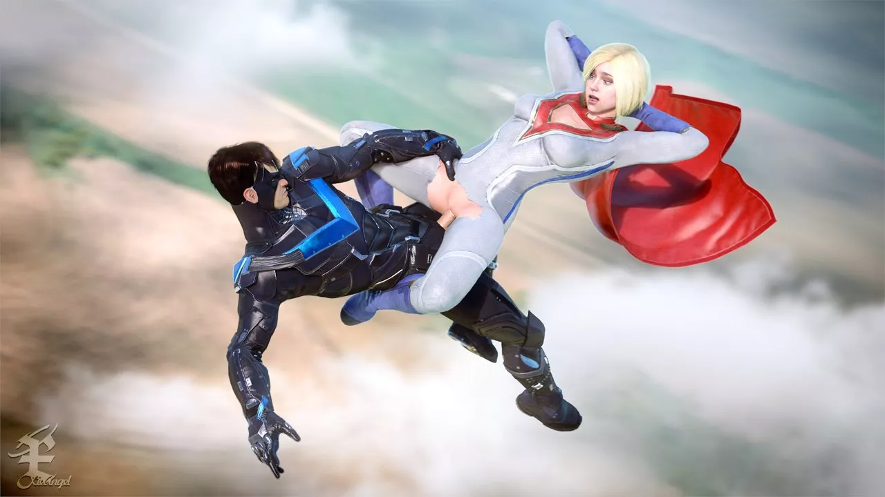 Power girl & Nightwing Flying sex (XieAngel) [DC Comics]