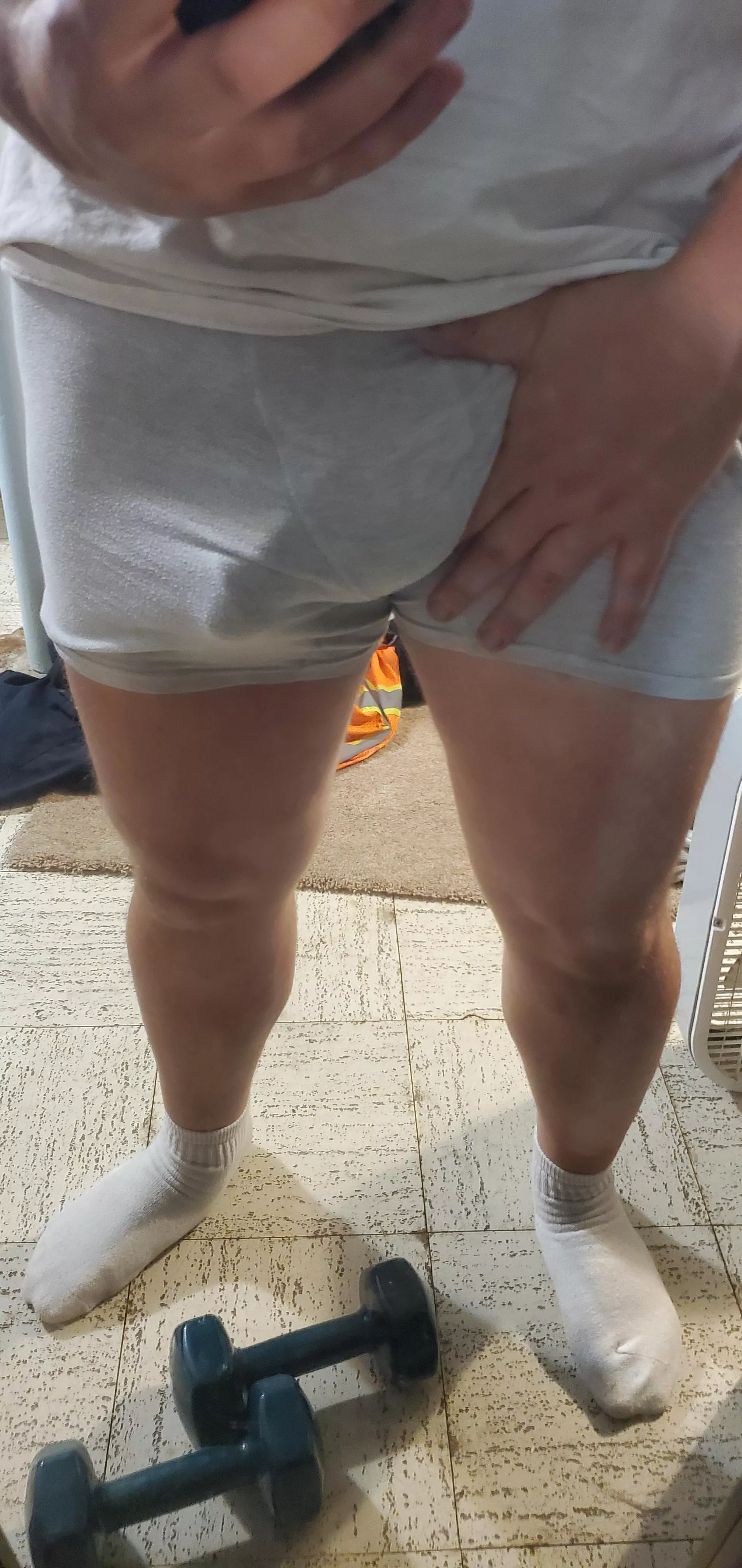 Powerful thighs and a big cock head, wonder what that means ðŸ¤”