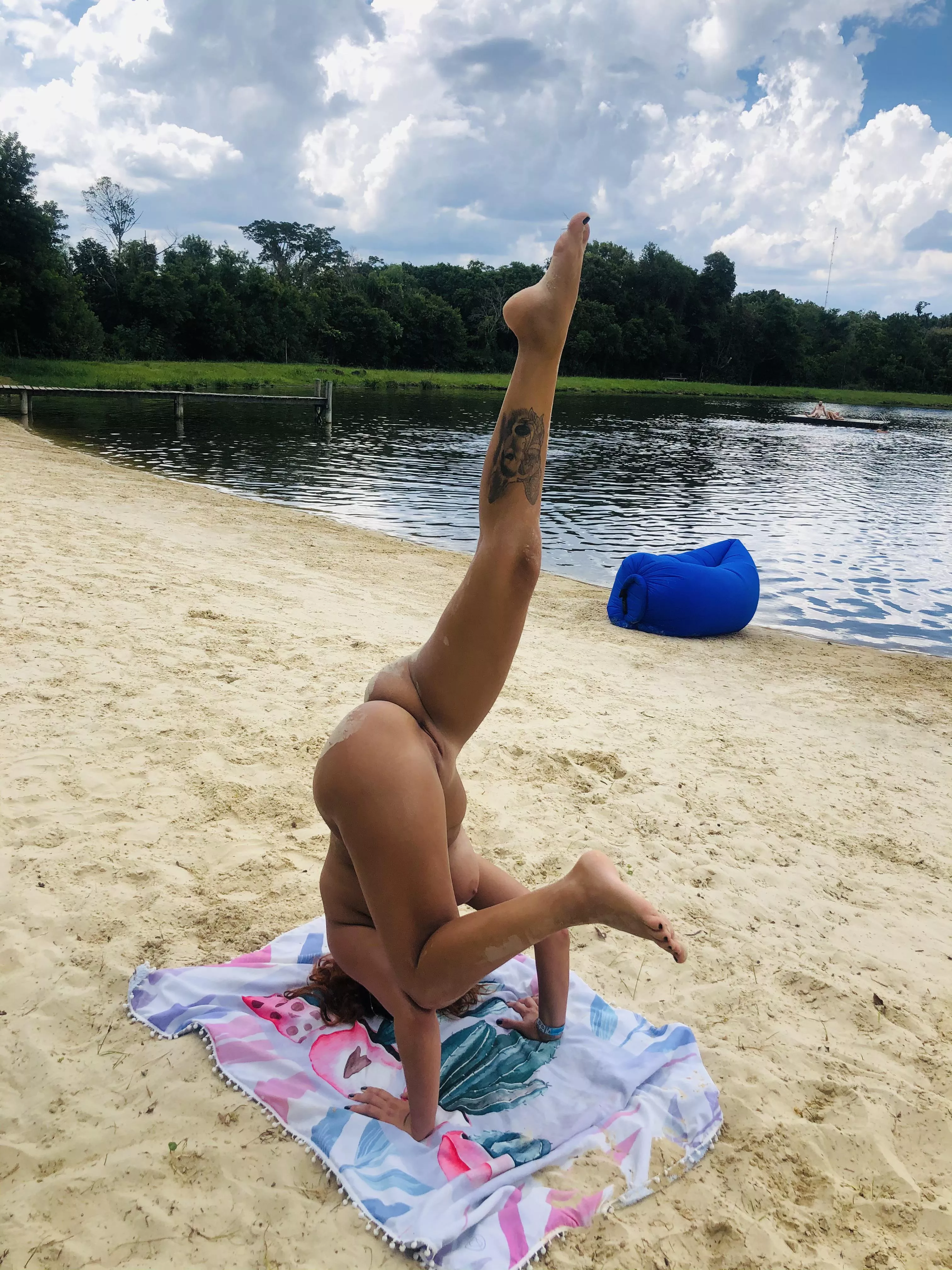 Practicing yoga poses ðŸ§˜â€â™€ï¸ at the beach ðŸ