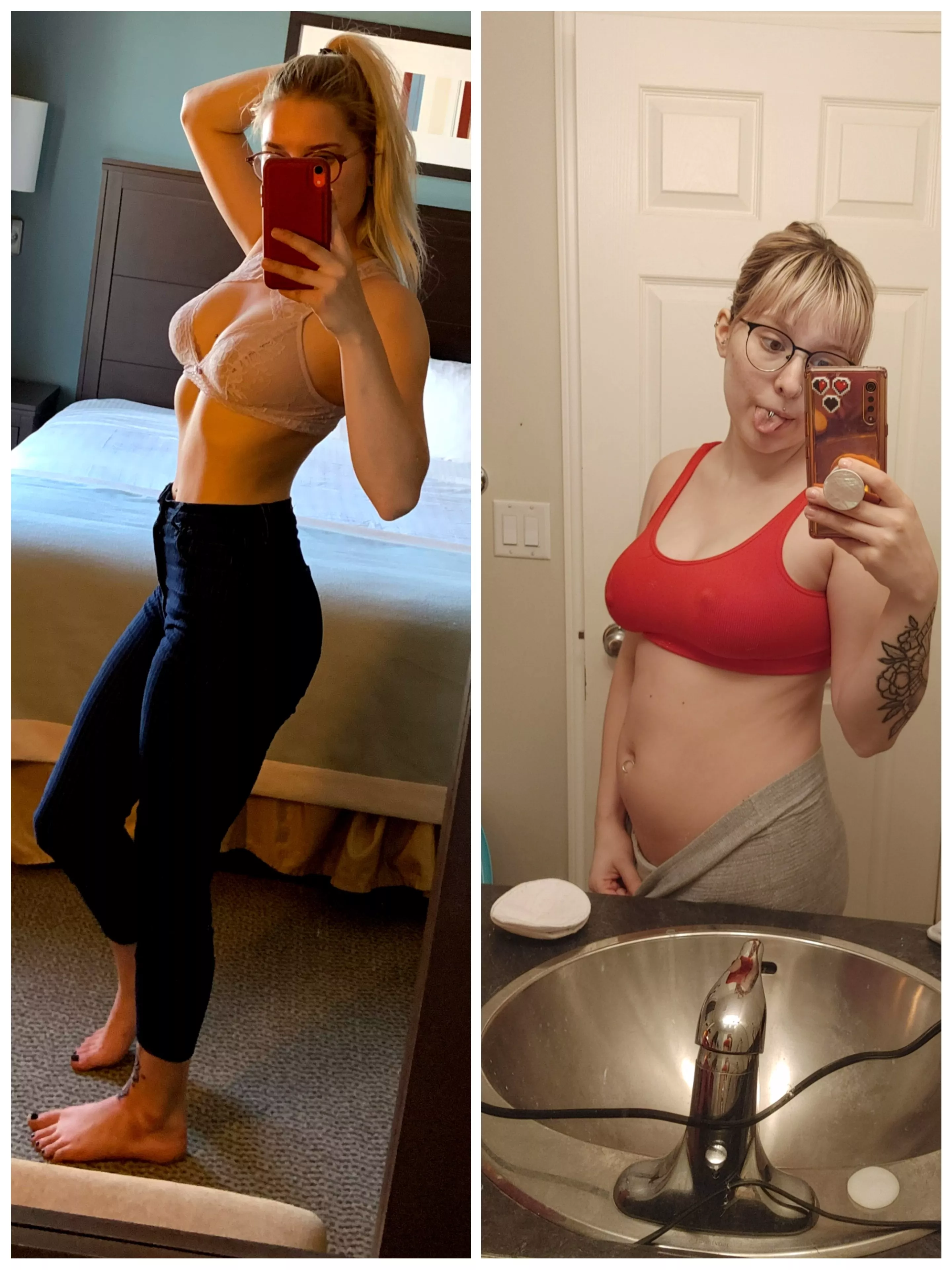 pre pregnancy compared to my current mom bod. what do you think?!