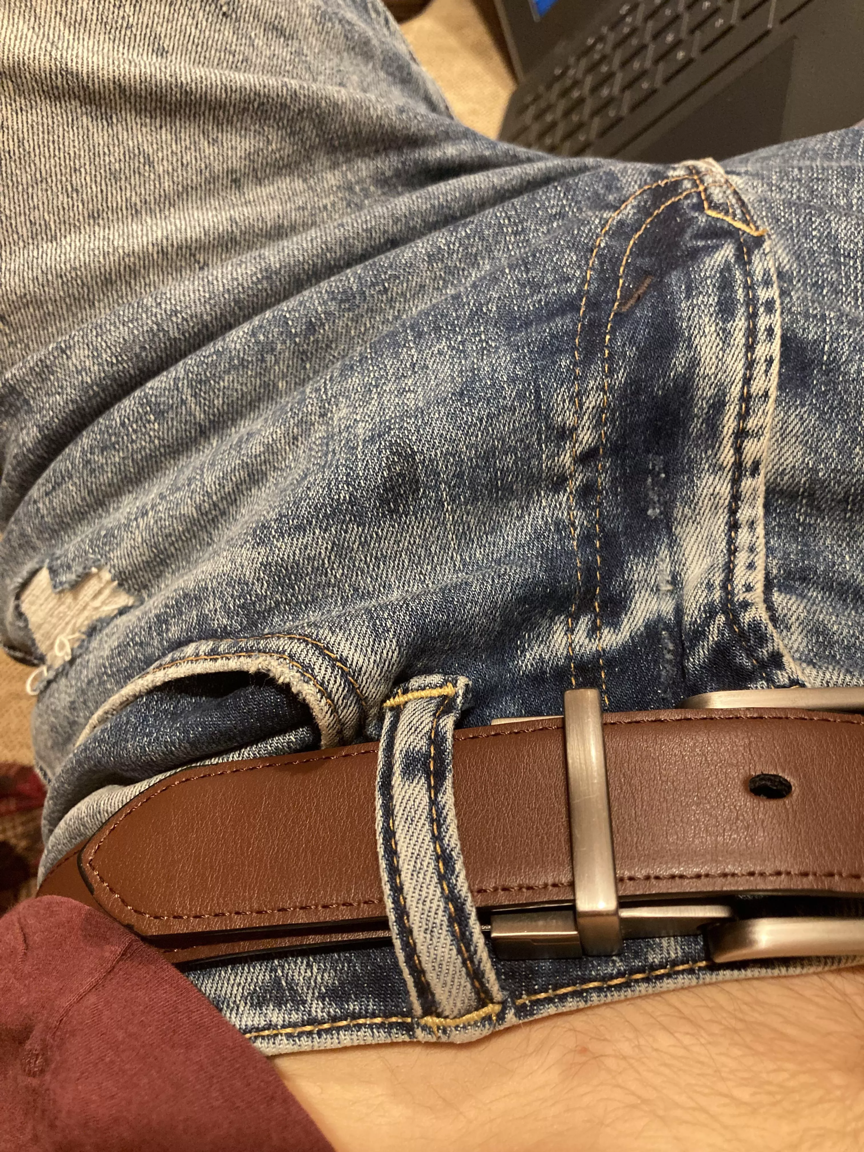 precum through the jeans…oops