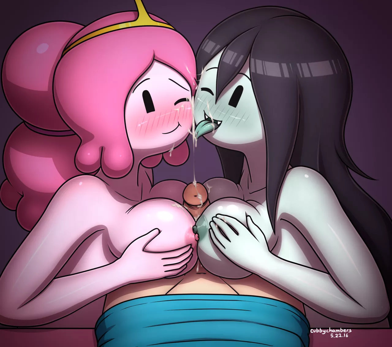 Princess Bubblegum and Marceline double paizuri (Cubbychambers)