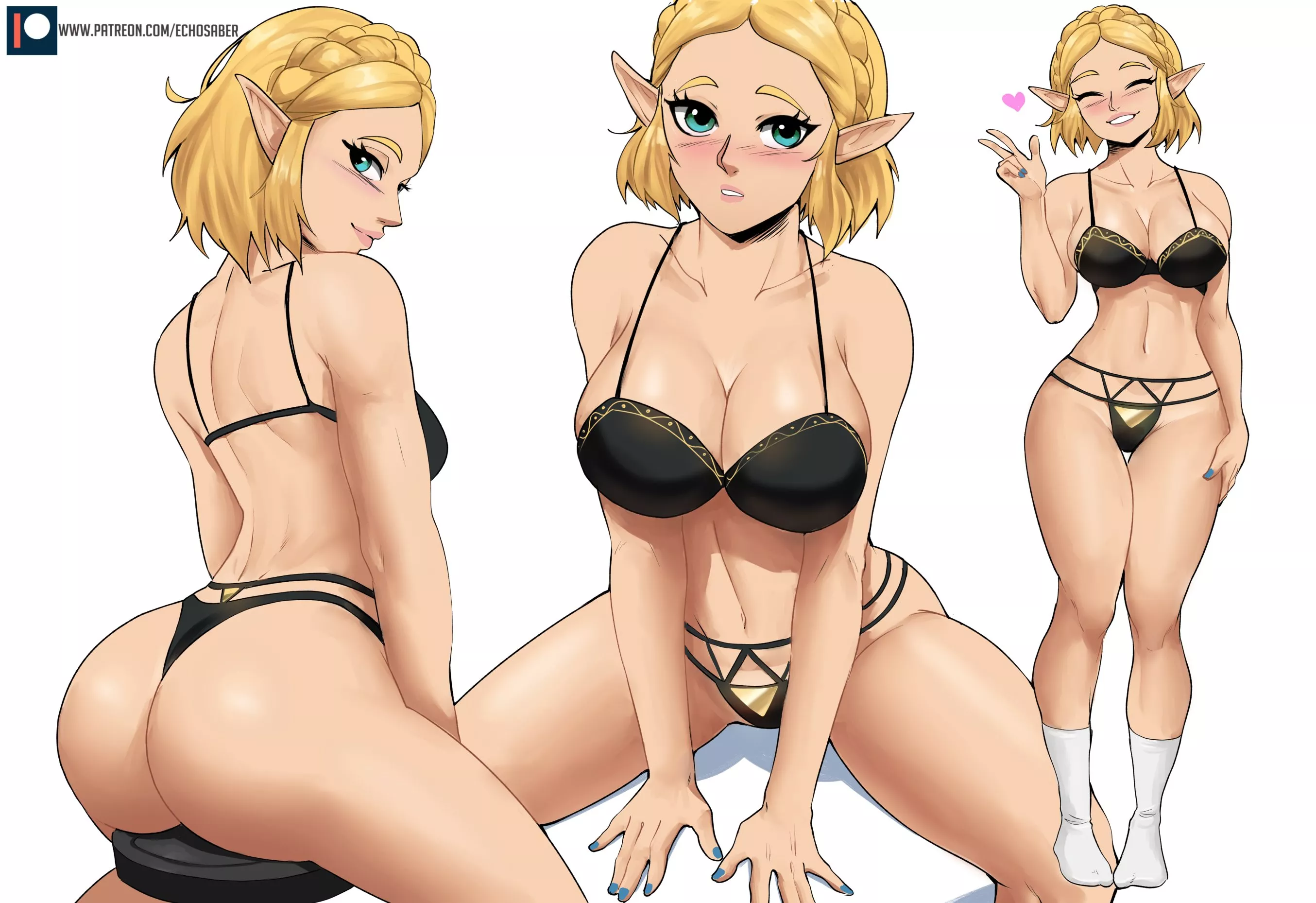 Princess Zelda in black lingerie