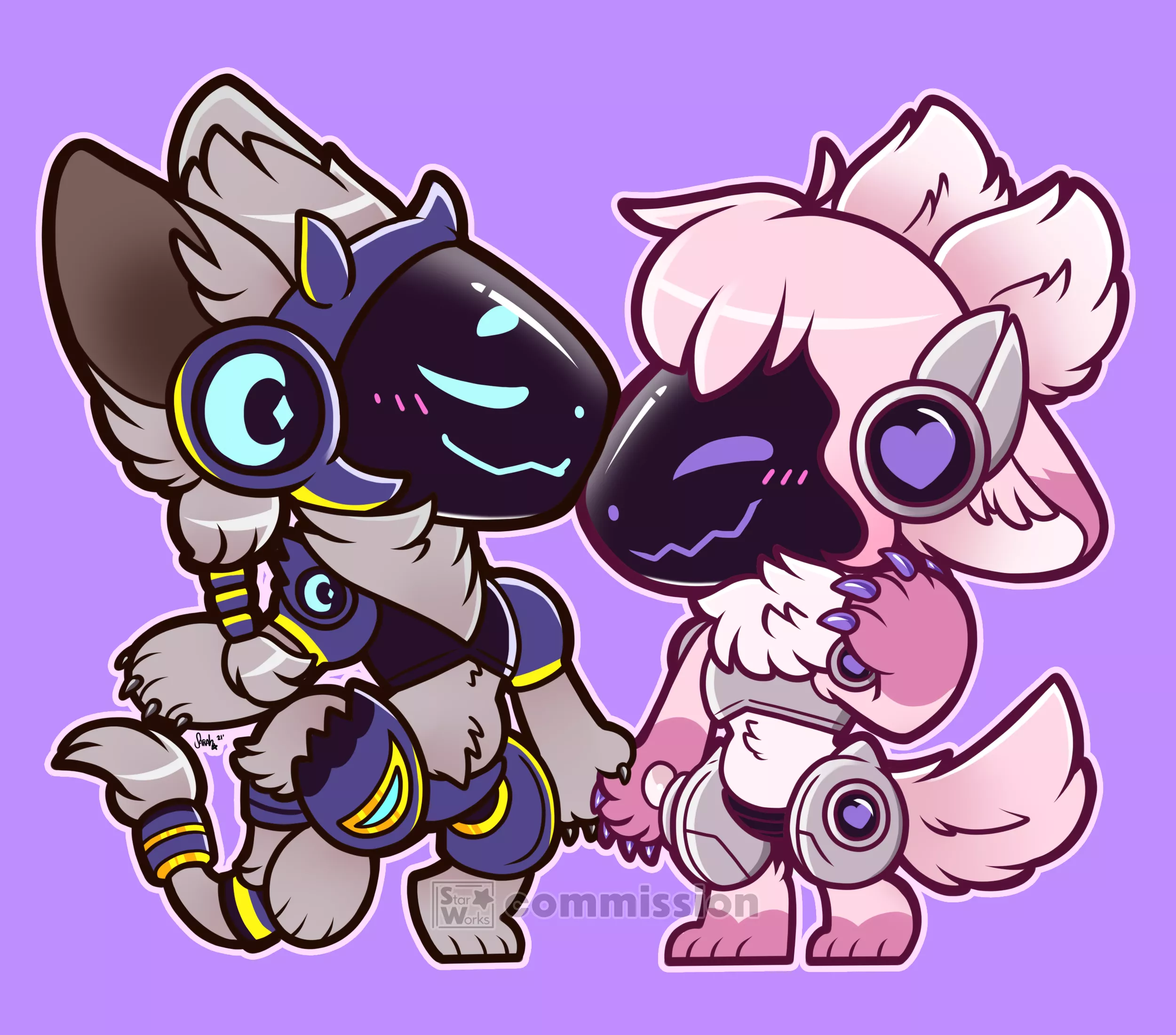 Protogen Love (Commission for Kim! Art by me Tw: @sassystargirl01)