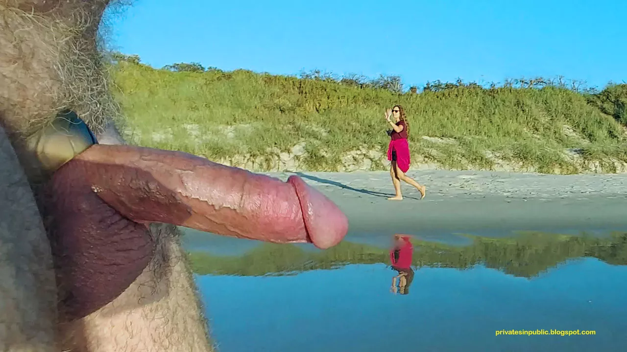 Public erection hard on the beach gets a welcoming wave