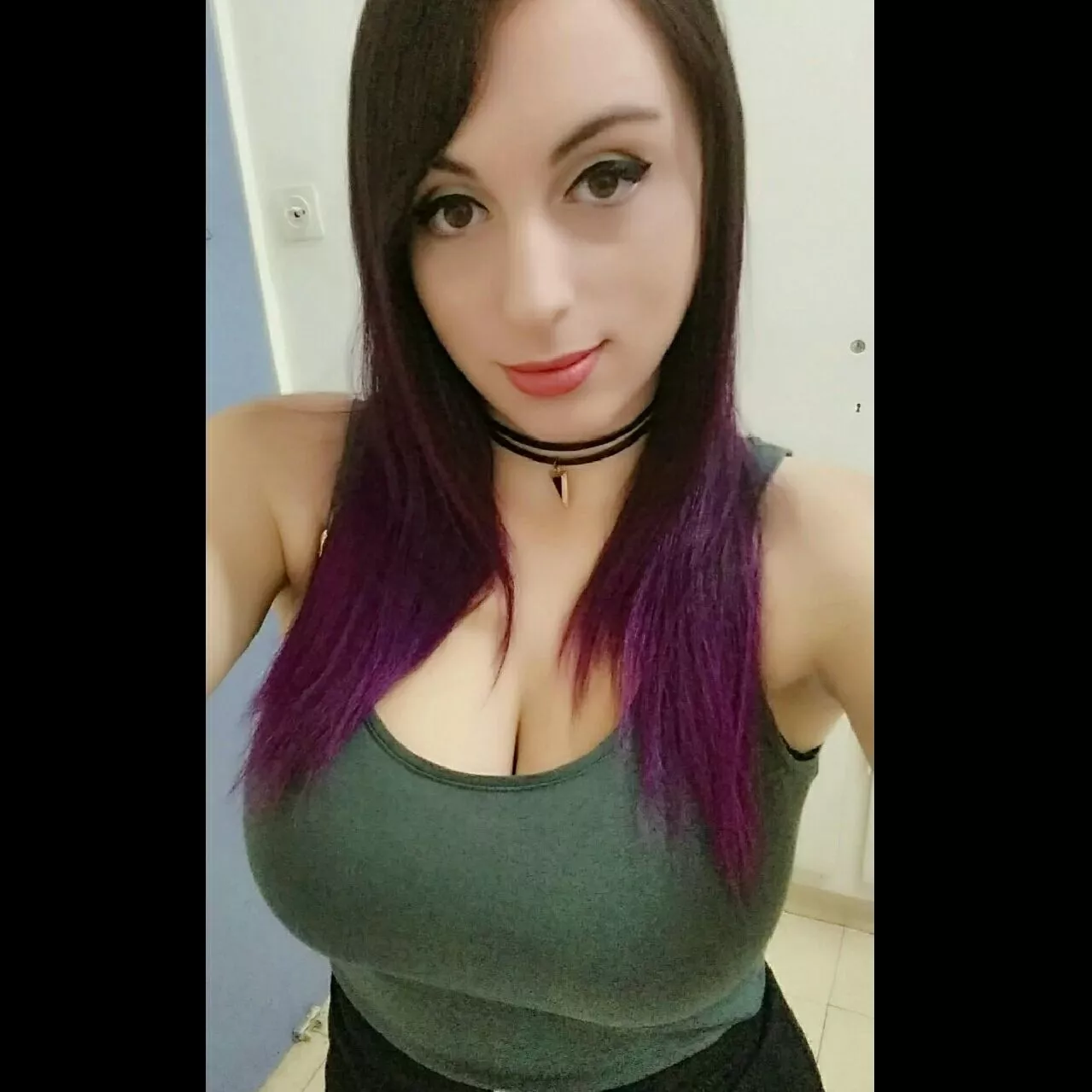 Purple hair and huge tits