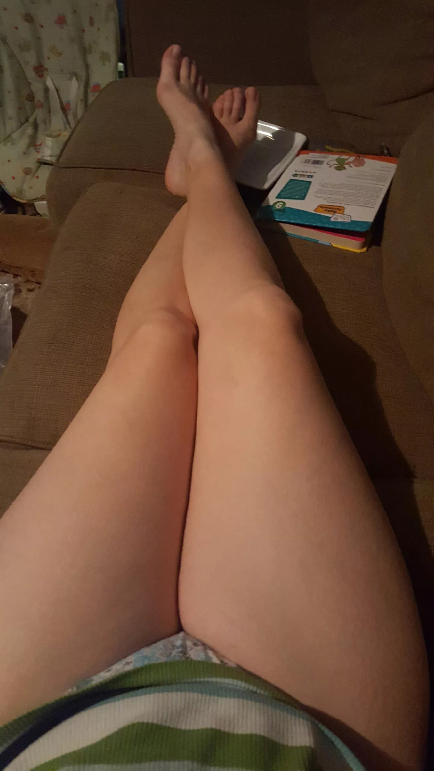 ...putting kids to sleep is exhausting. Time to relax [F][43]