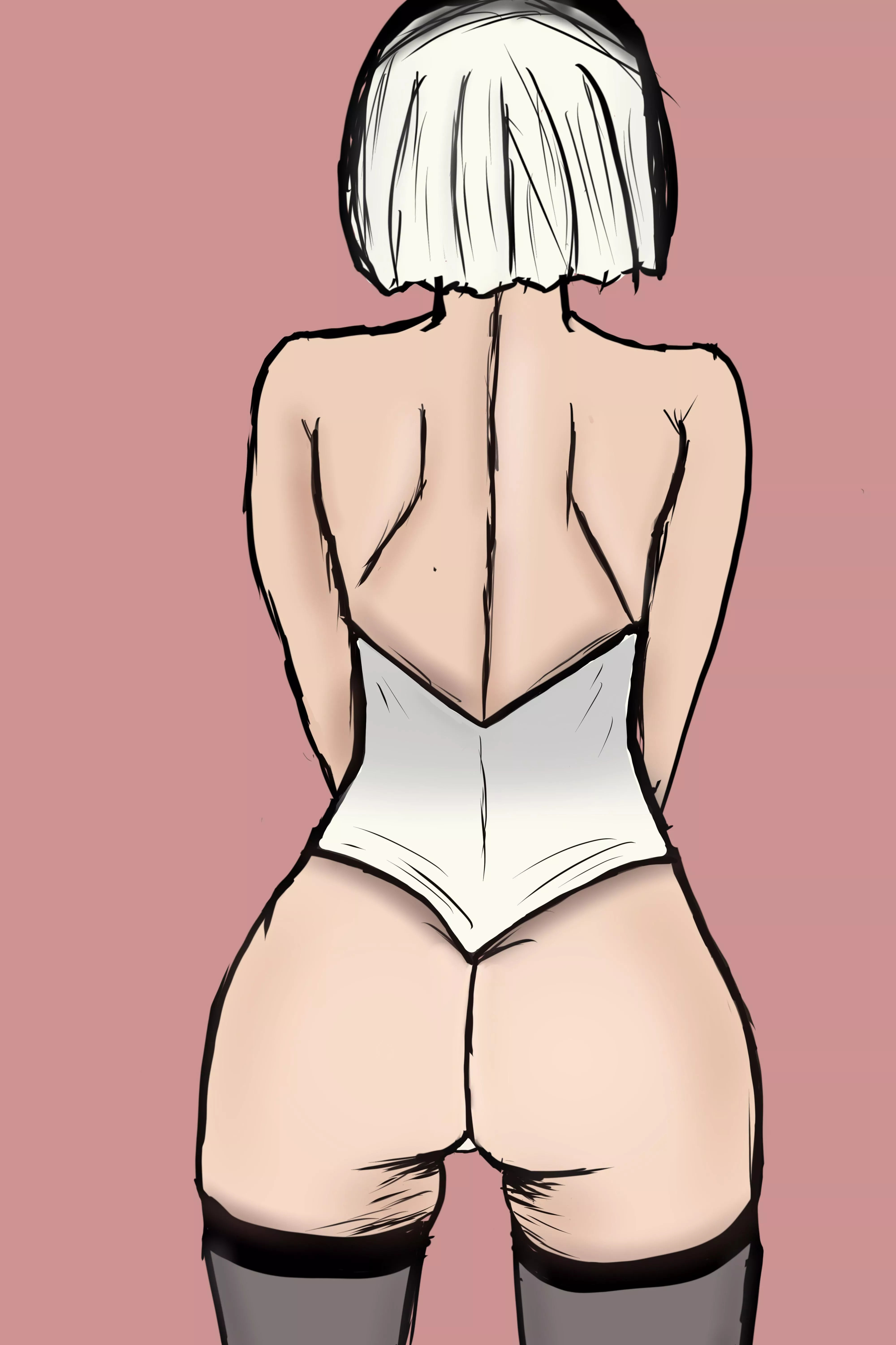 Quick sketch of 2B from behind. (Naveldorf) [Nier Automata]