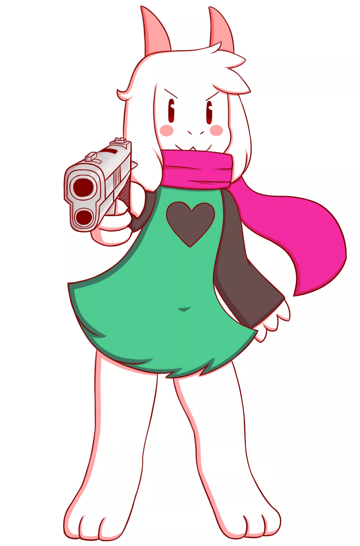 Ralsei with a gun (@Chabooey1 - Twitter)