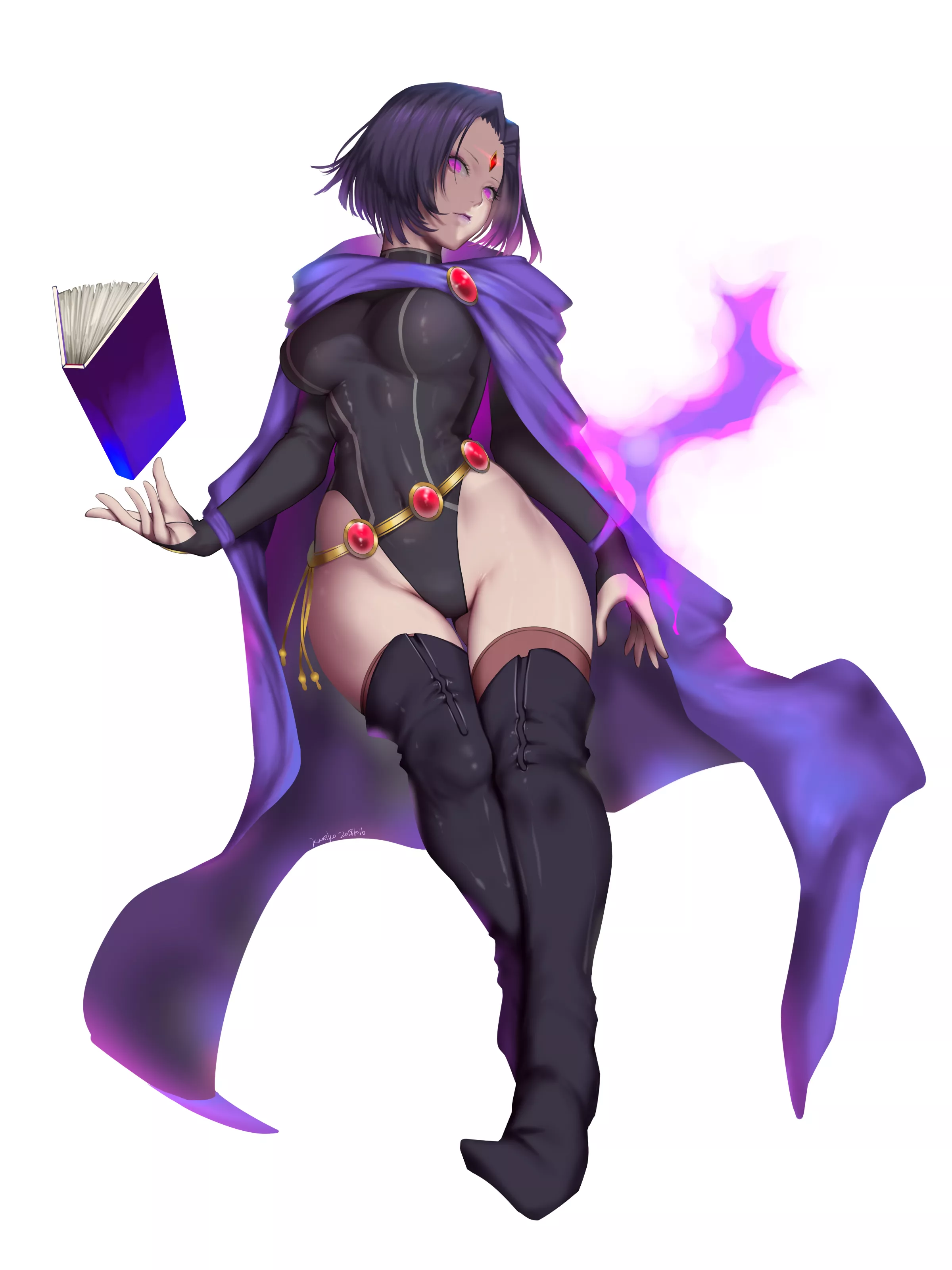 Raven Dark Power Shiny Leotard (Kumiko Shiba) [Teen Titans]