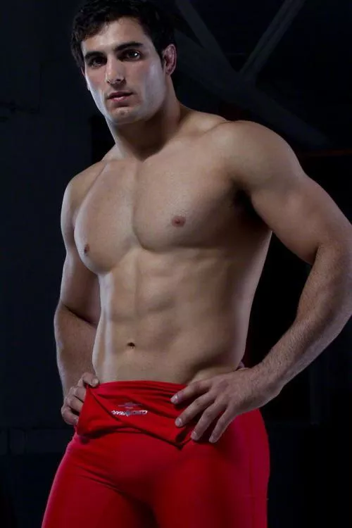 “Red singlet pulled down” …