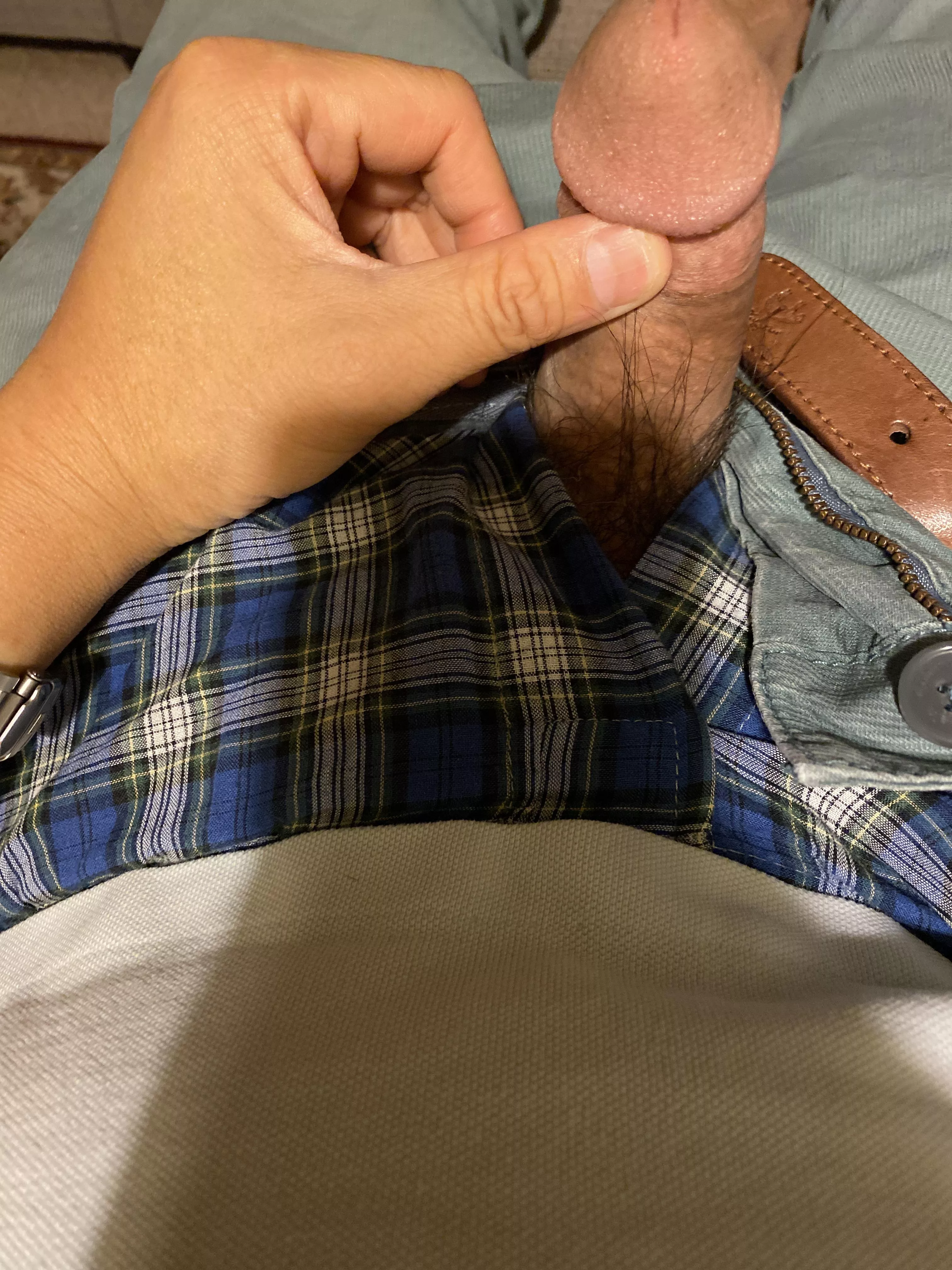 Relaxing evening in plaid boxers