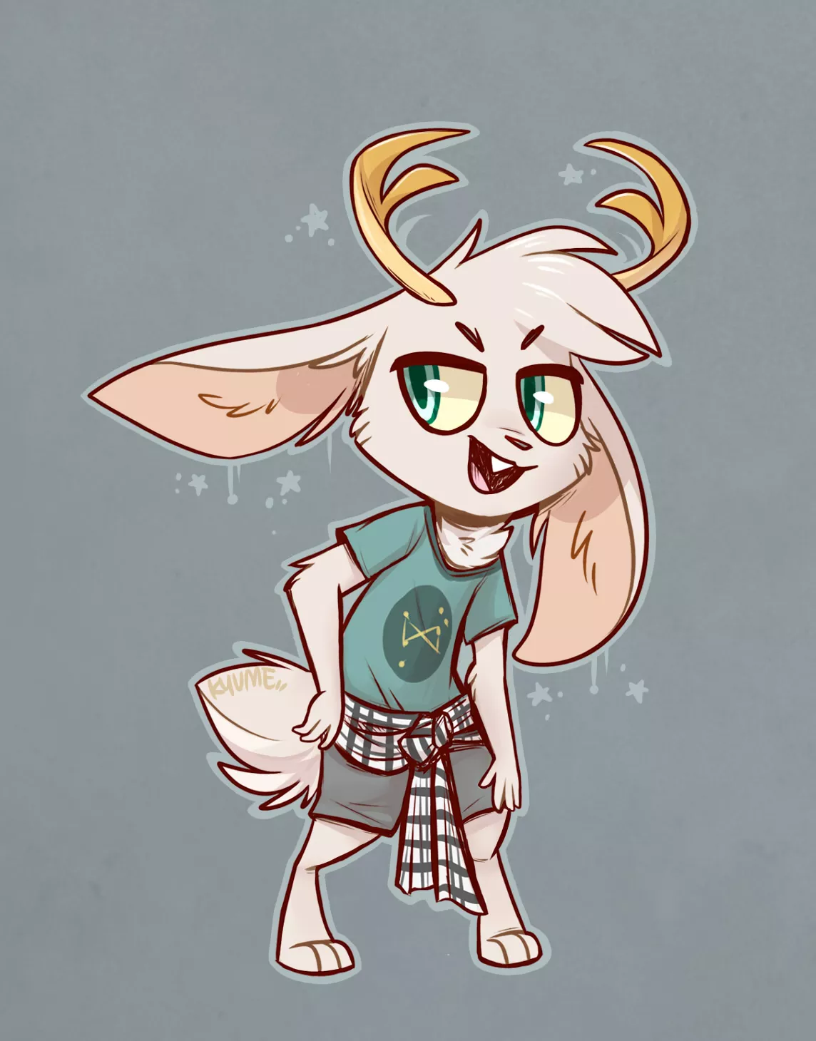 Ren my jackalope OC [art by me @kazunekomori]