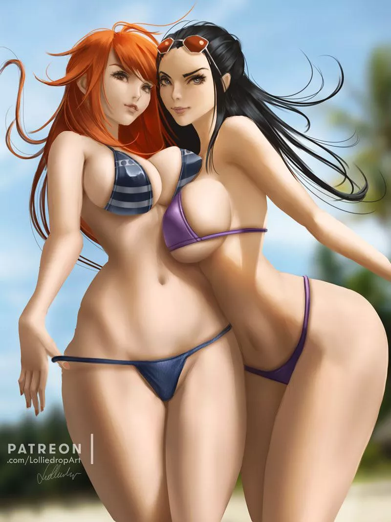 Robin & Nami in bikinis / c: LolliedropArt