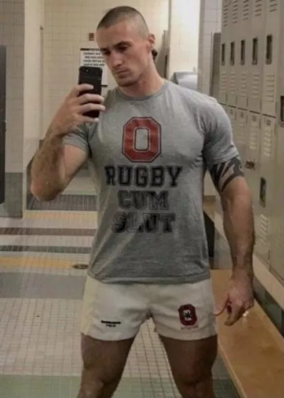 “Rugby Cum slut in locker room” …