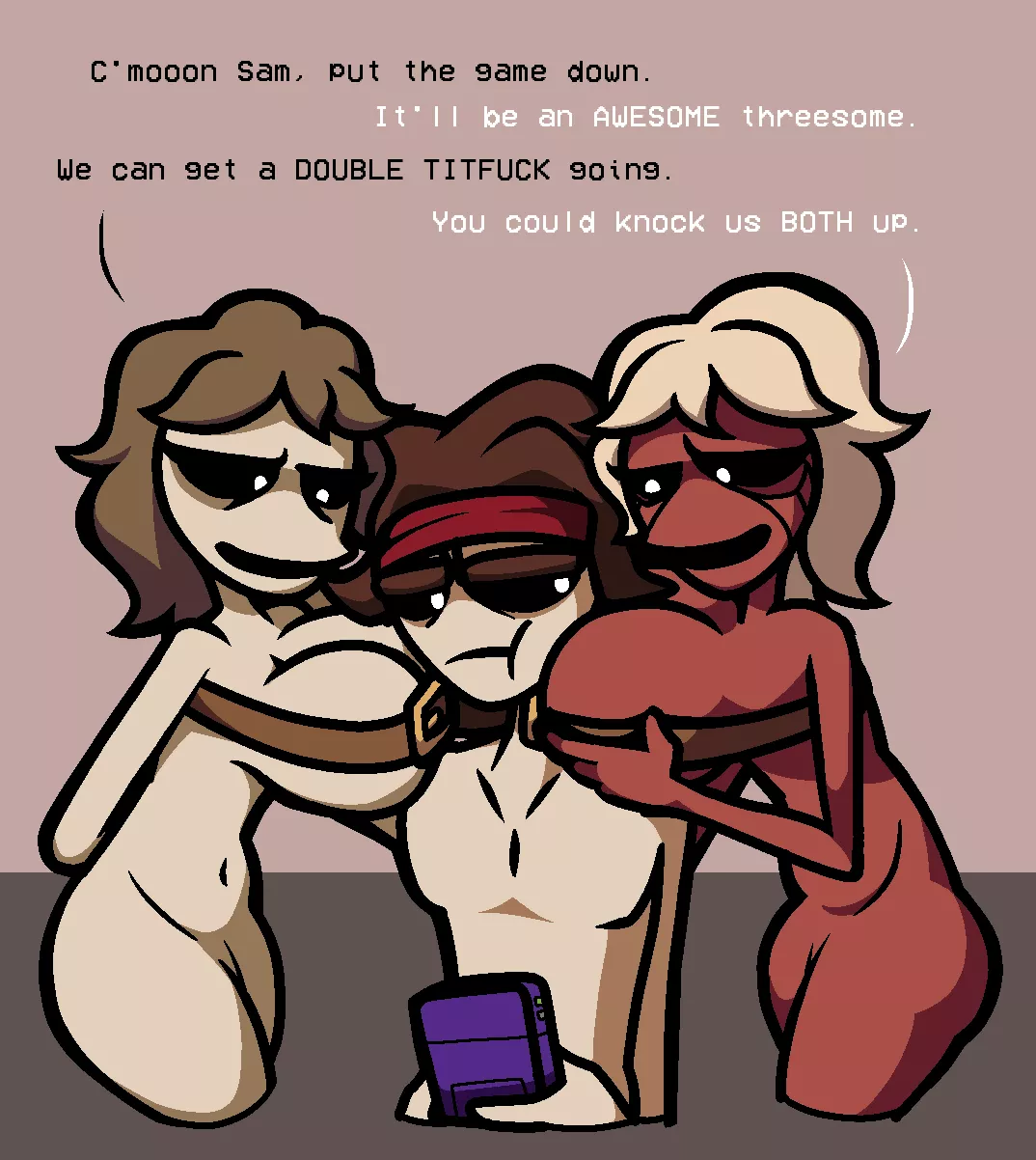 Samson chooses his Gamekid over sex. With identical twins. At the same time.