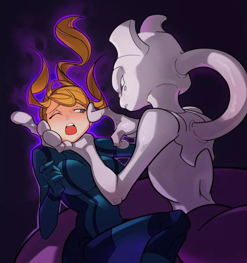 [Samus] and [Mewtwo] in the middle of a heated battle. (SplashBrush)