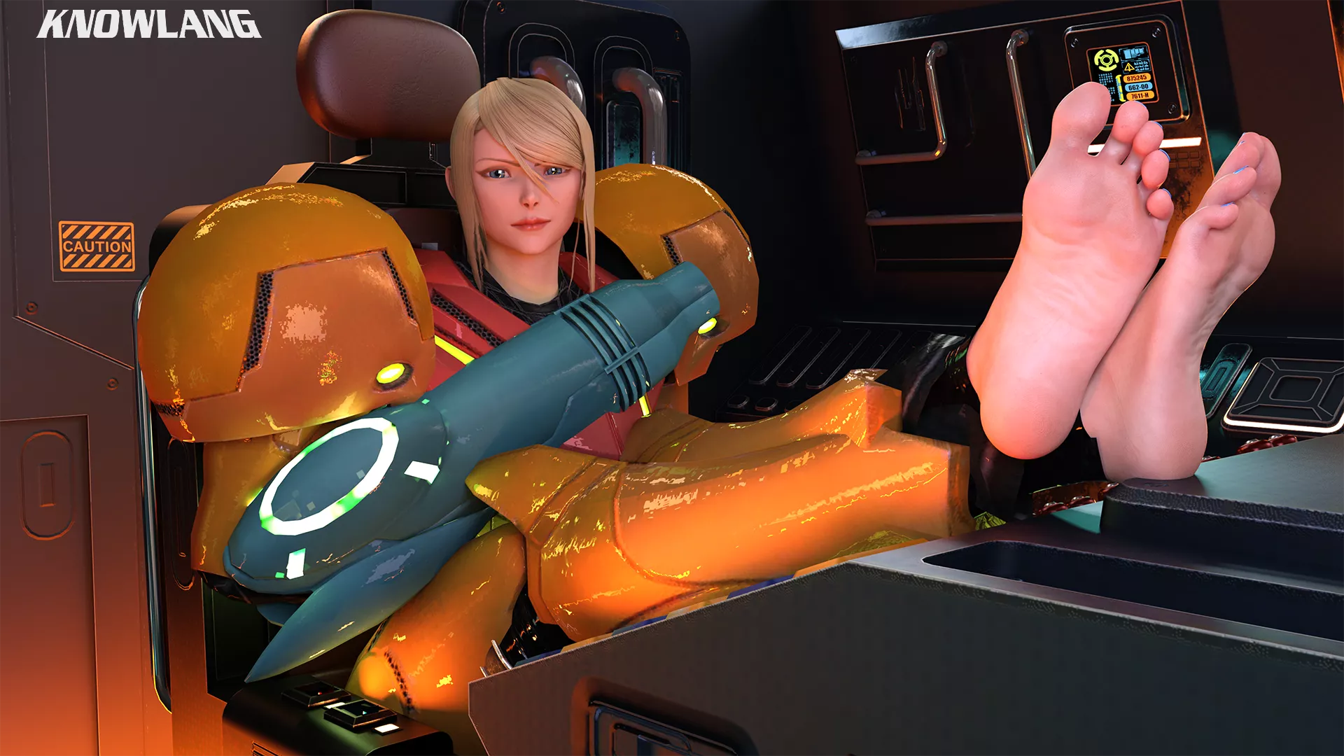 Samus - Feet up in the cockpit [Metroid]