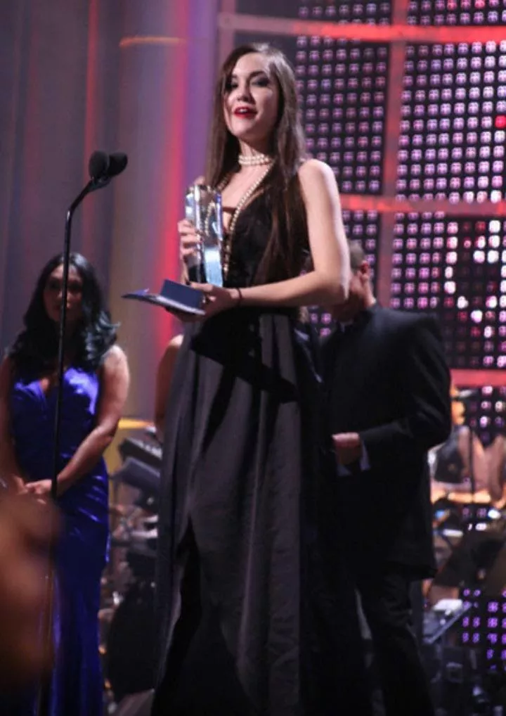 Sasha Grey winning an award