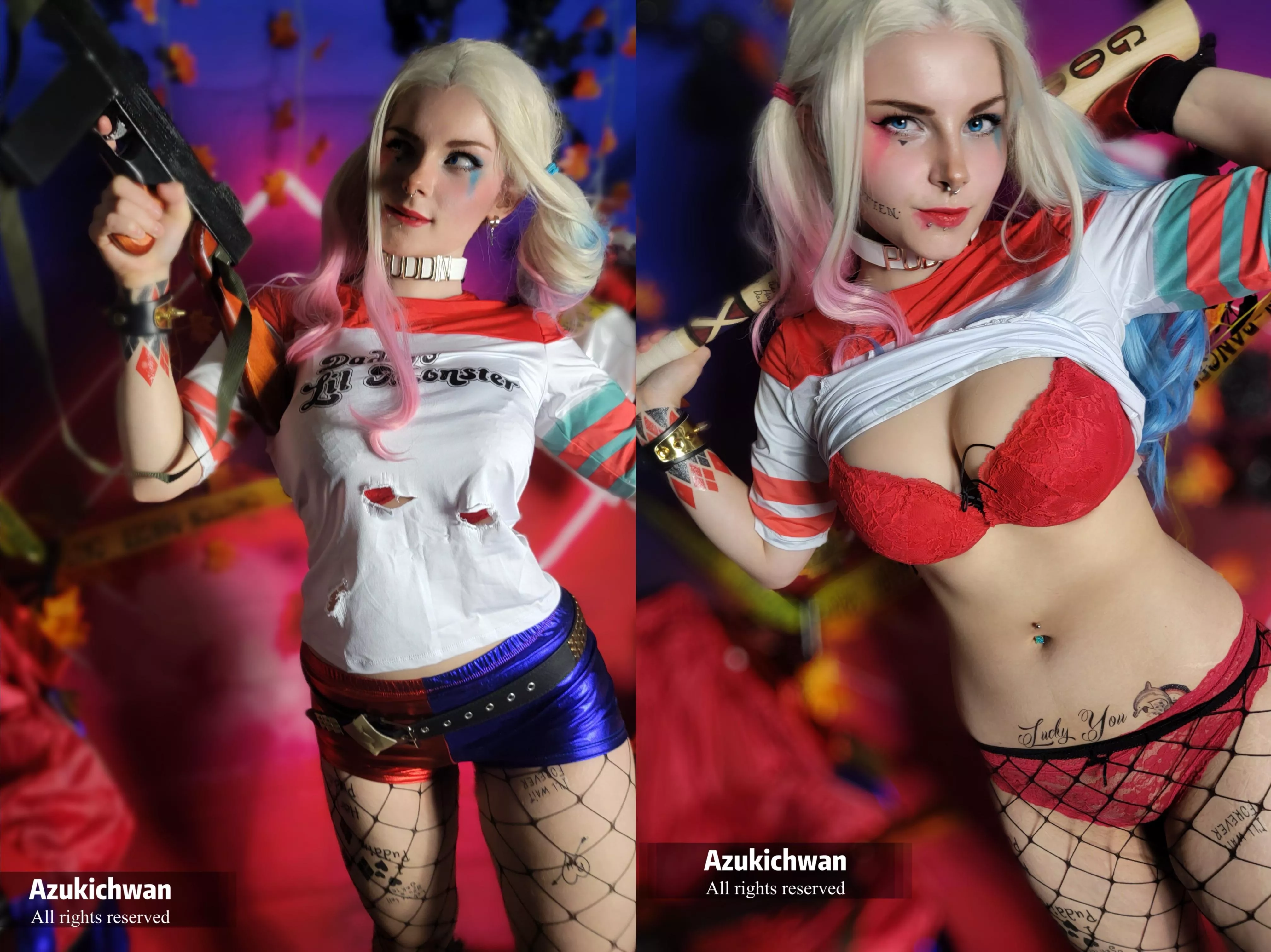 [self] Harley Quinn Lewd Cosplay By Azukichwan