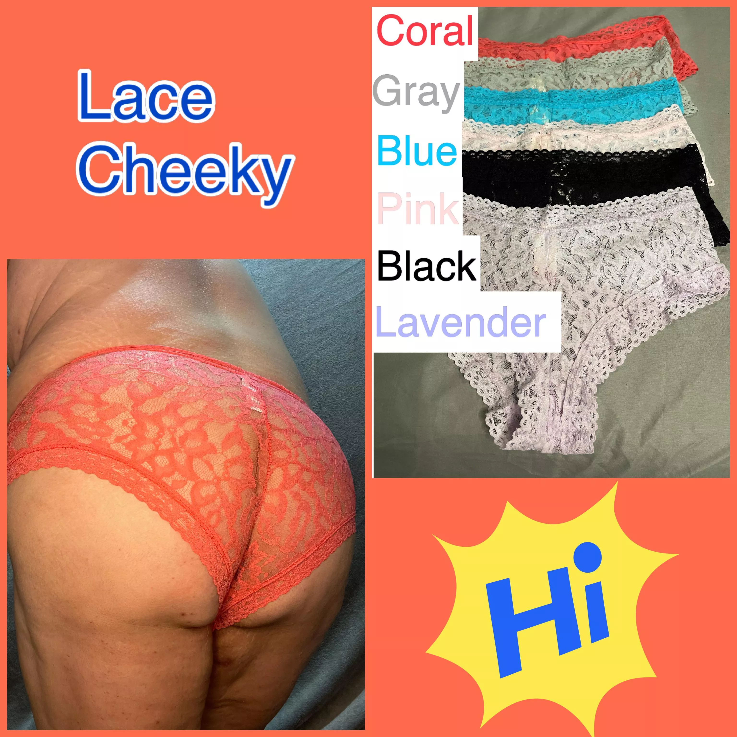 [selling] $20 These lace, cheeky panties are just waiting to be soiled for you! Fun, customizable add ons are available! Open minded and kink friendly! Free shipping in the USA. Send me a message, BettyAnders on kik & Telegram