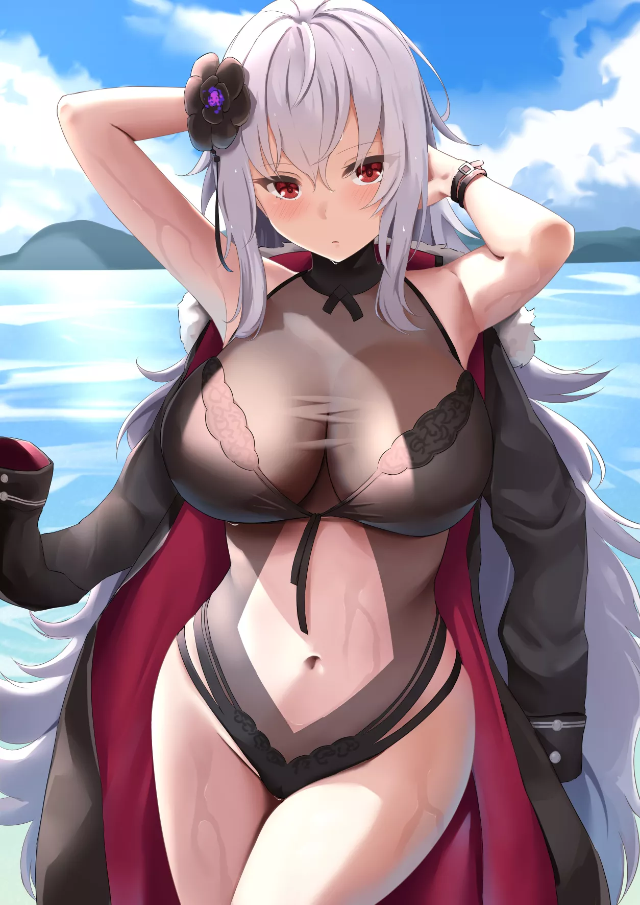 Sexy Ironblood Swimsuit In The Cold Atlantic In December (KMS Graf Zeppelin, Azur Lane, Ironblood Faction)