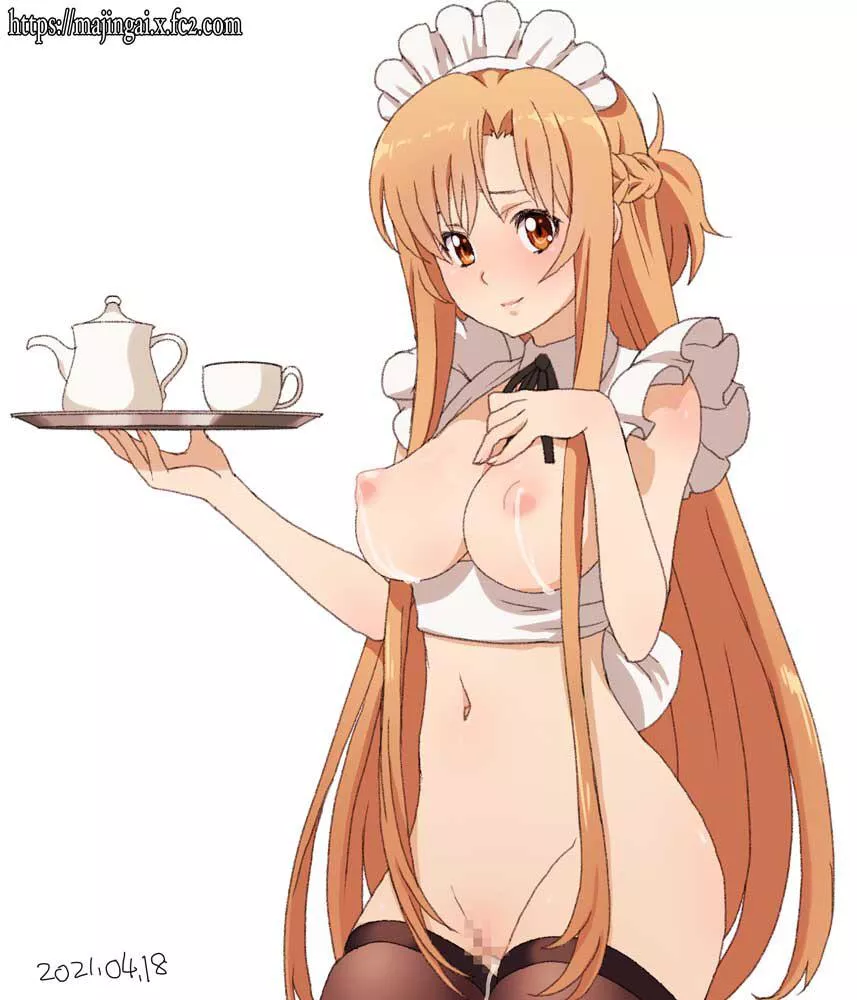 Sexy maid Asuna with your drink