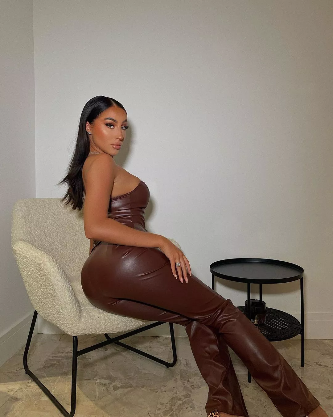 Sexy Rachel in Brown Leather x