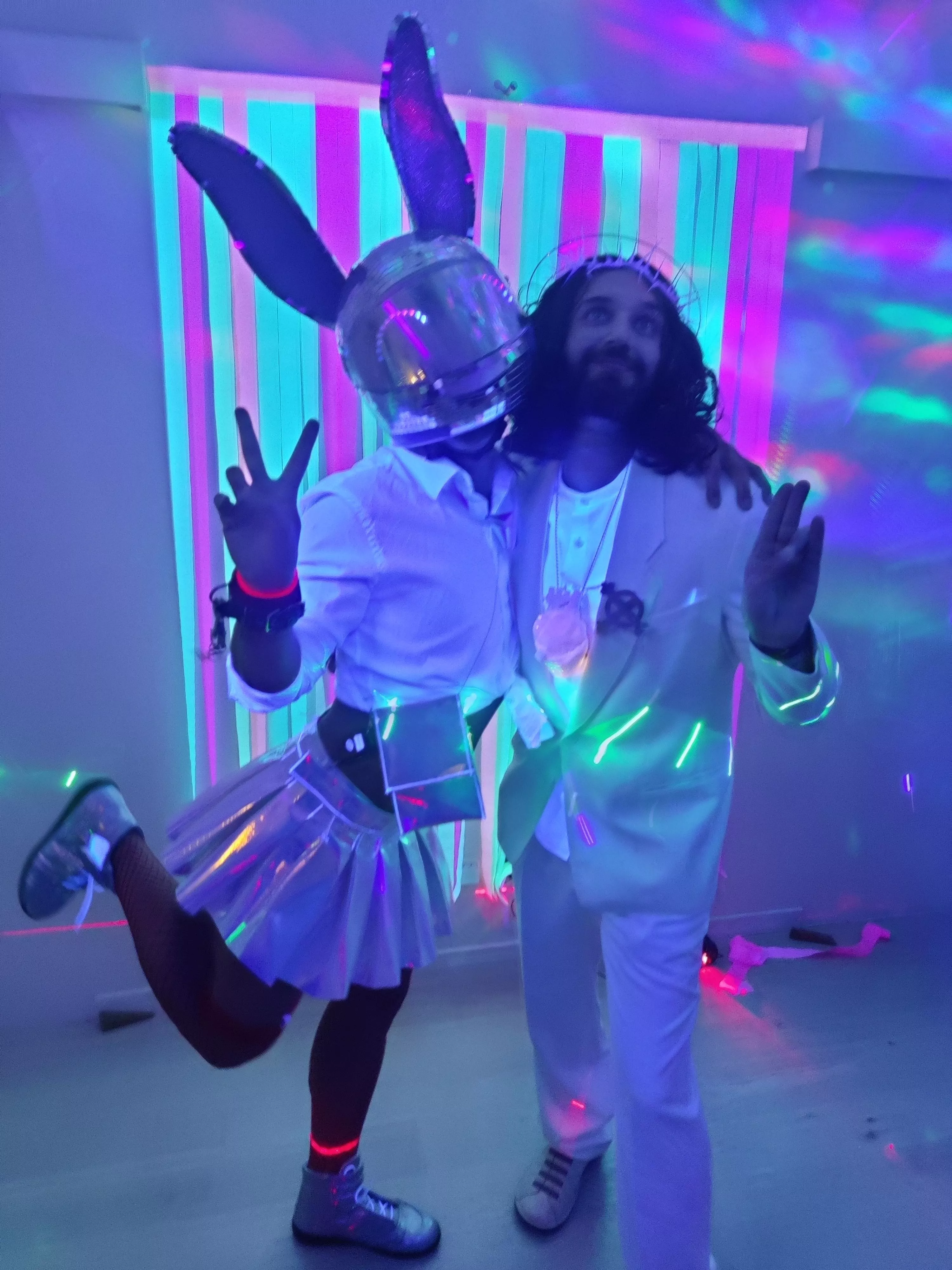 Sexy Schoolgirl Disco Bondage Bunny and Modern Day Jesus... Happy Halloween!