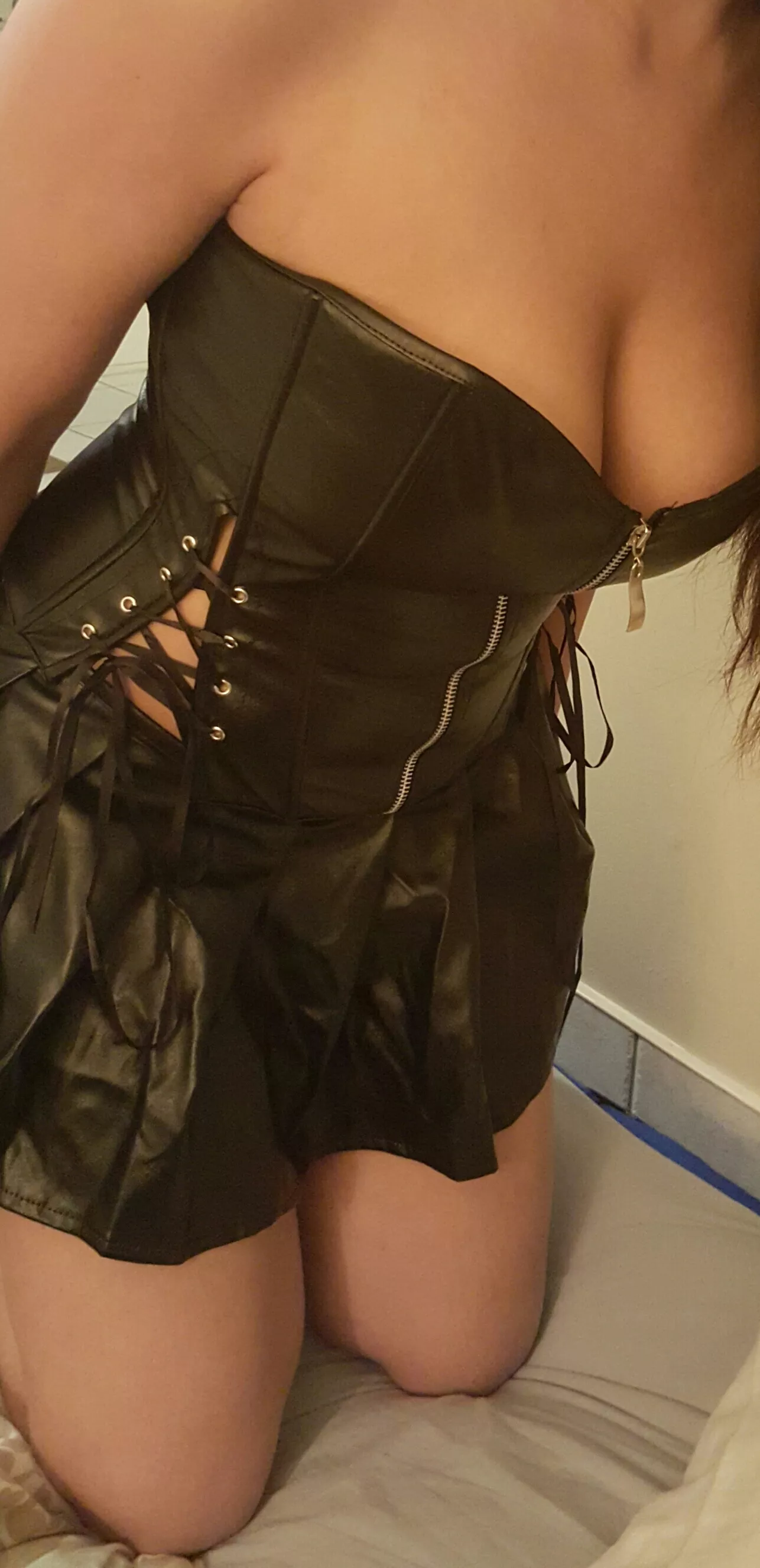 Sexy slut wife in a short leather dress. No panties allowedðŸ‘…ðŸ‘€ðŸ˜ˆ [F]