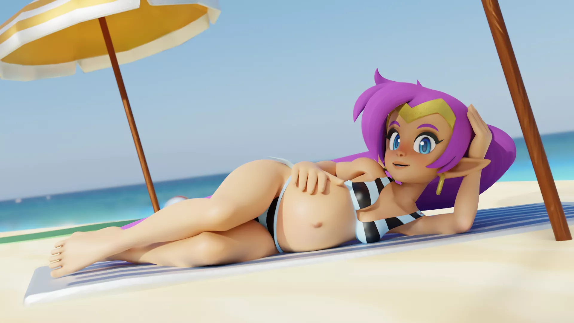 Shantae relaxing on a beach