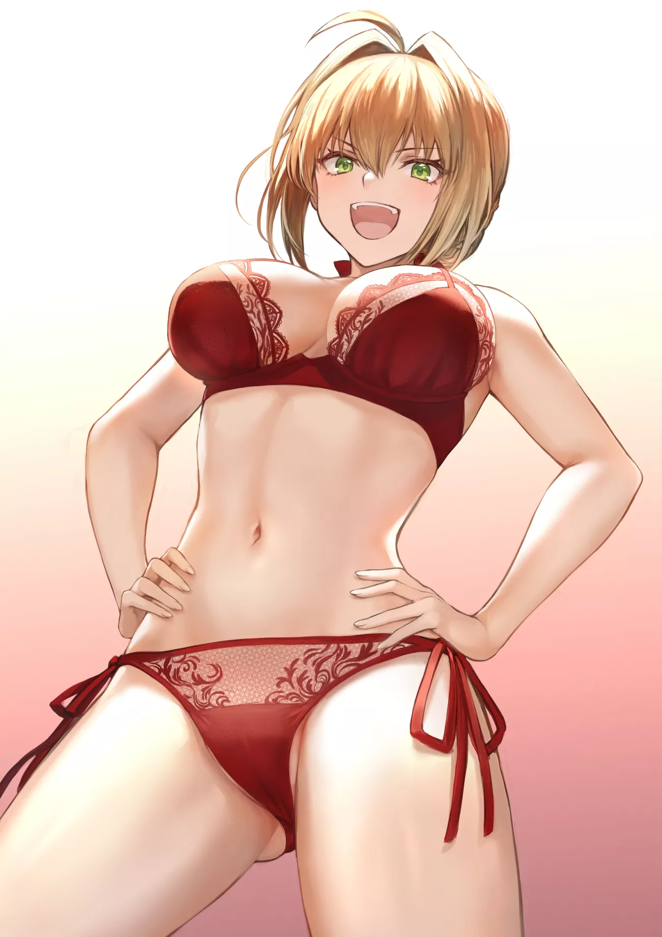 She dons even red lingerie by mashuu (neko no oyashiro)