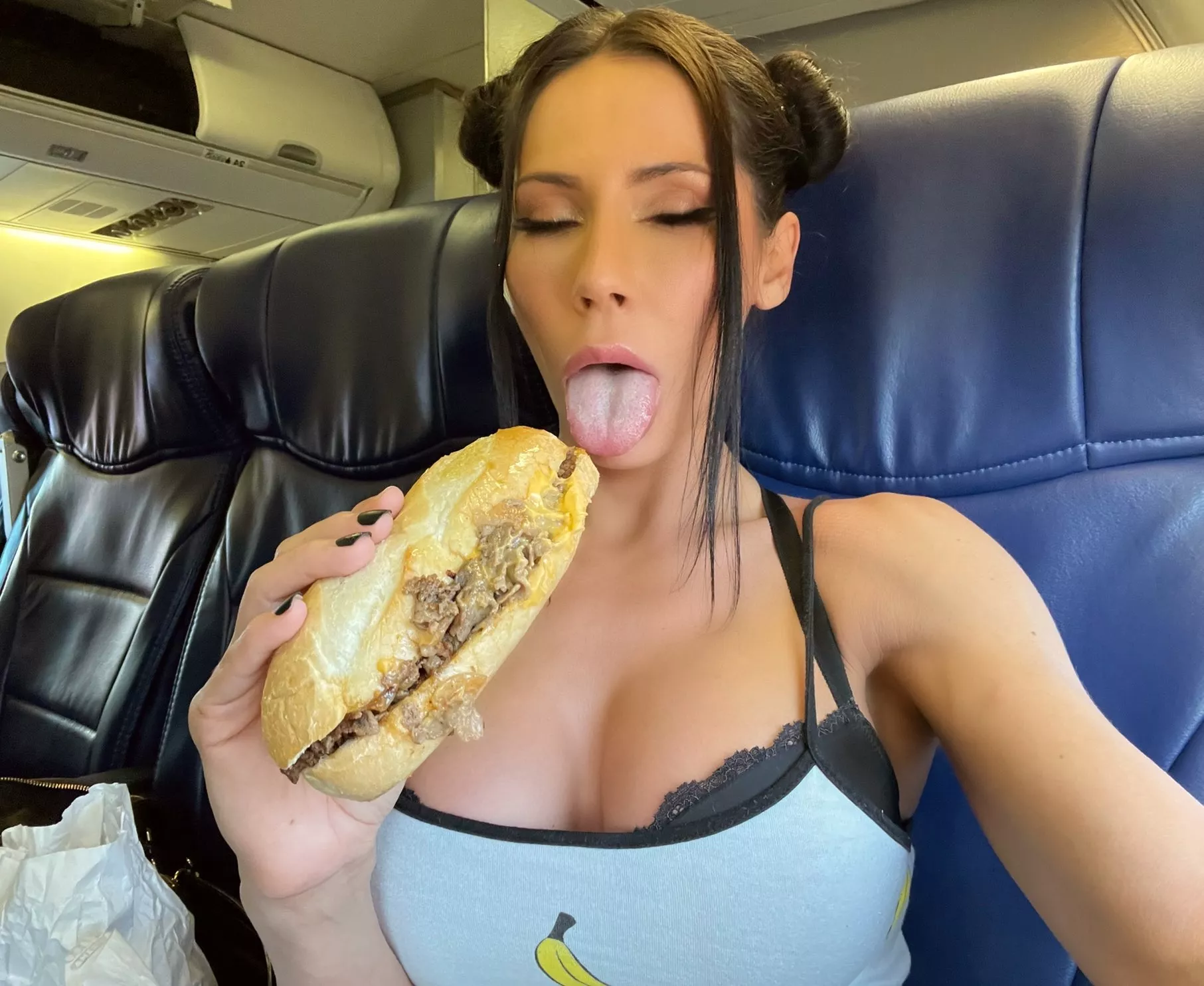 She eats the meat!