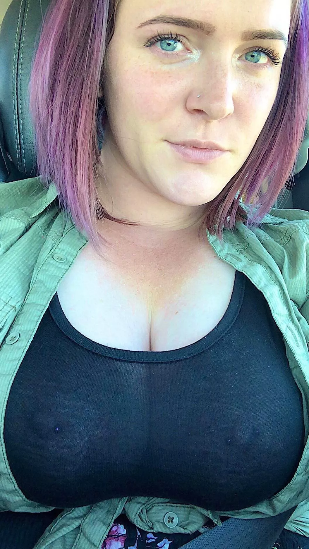 Sheer top plus pierced nipples are a winning combo