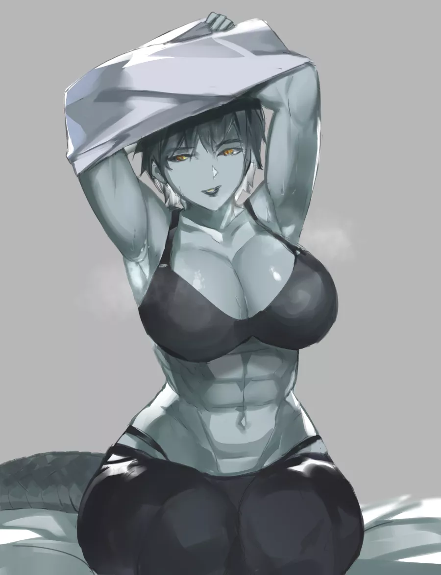 She's changing her clothes after training