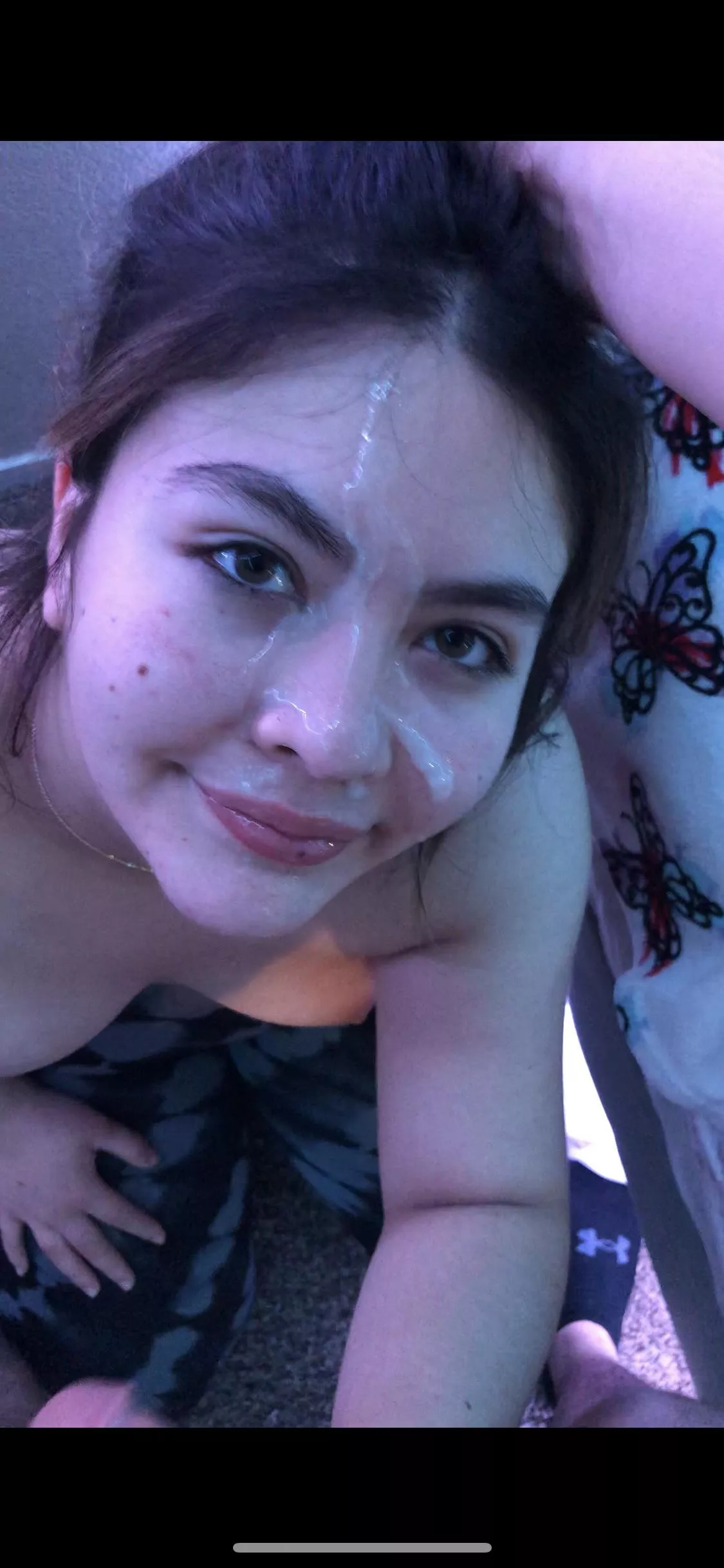 She’s so happy to be covered in cum