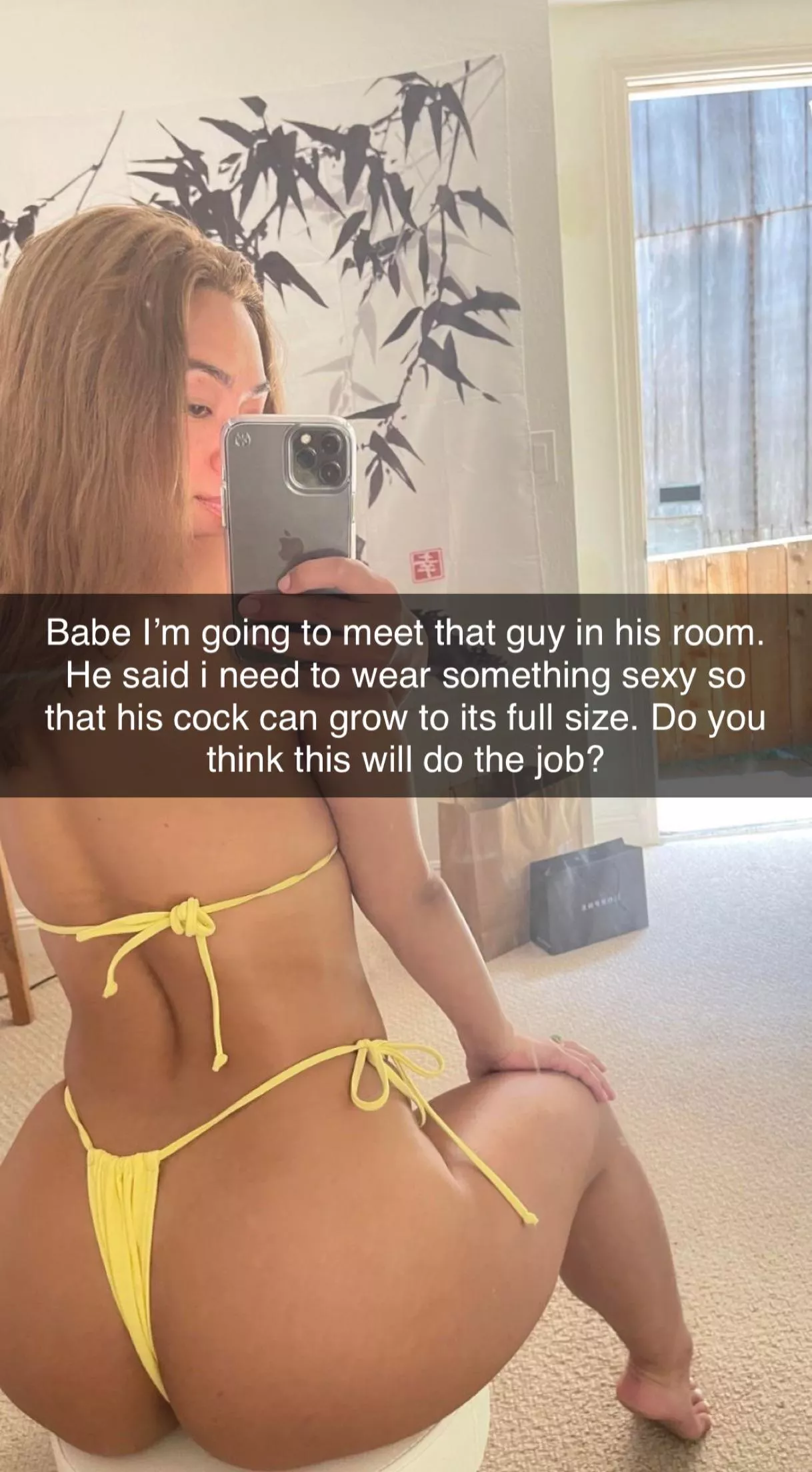 She’s talking about the guy with the huge cock she met at the pool. What’s your reply? (Part 2)